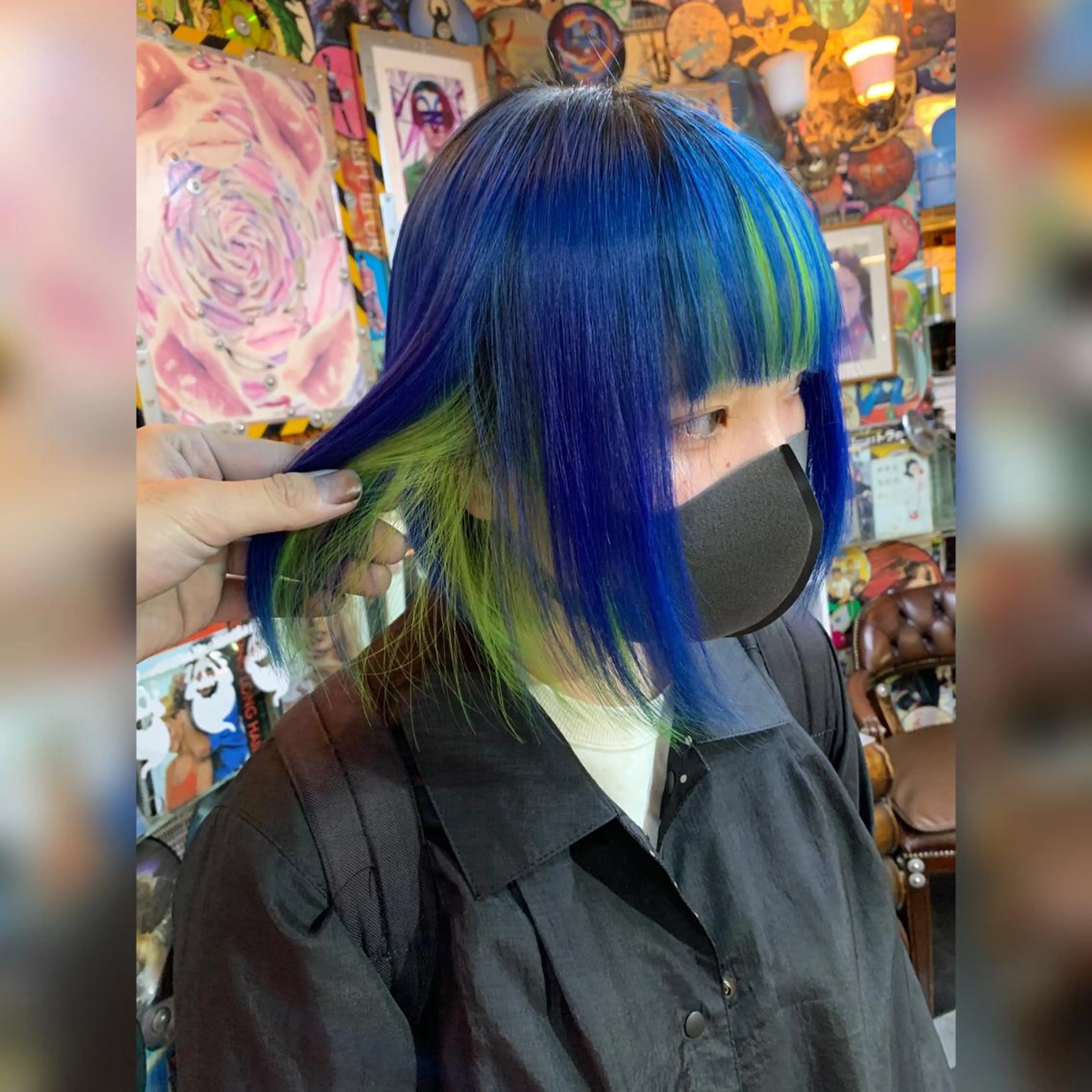 ショート カラー ヘアアレンジ マツエク・マツパ イエローカラー ボブ 🌈派手髪エクステ ブレイズ🌈ひろとのヘアスタイル