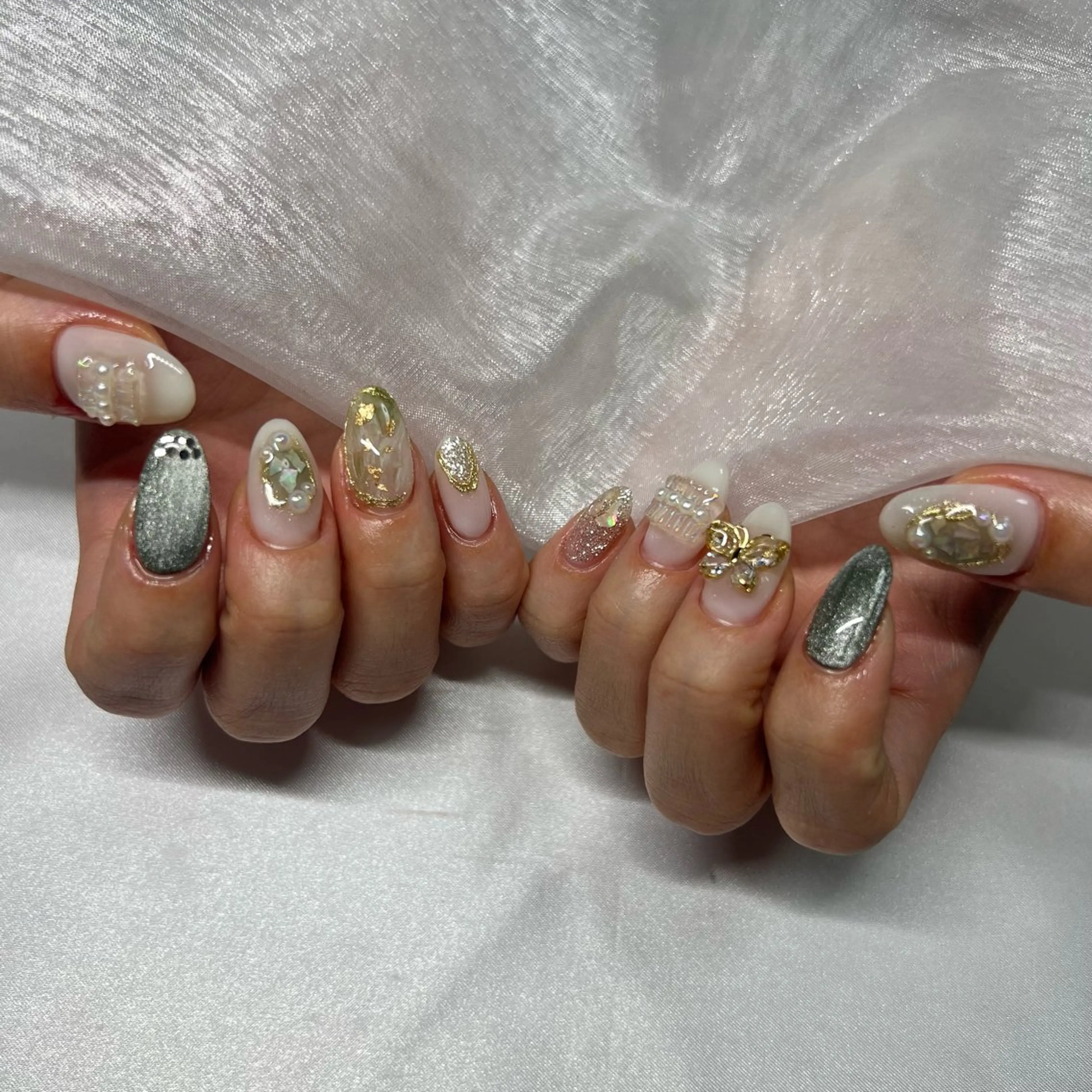 ネイル ジェルネイル 韓国ネイル ラメ(グリッター) マグネットネイル ミラーネイル ハンドネイル -nail salon-Reward所属・nail salon Rewardのネイルデザイン