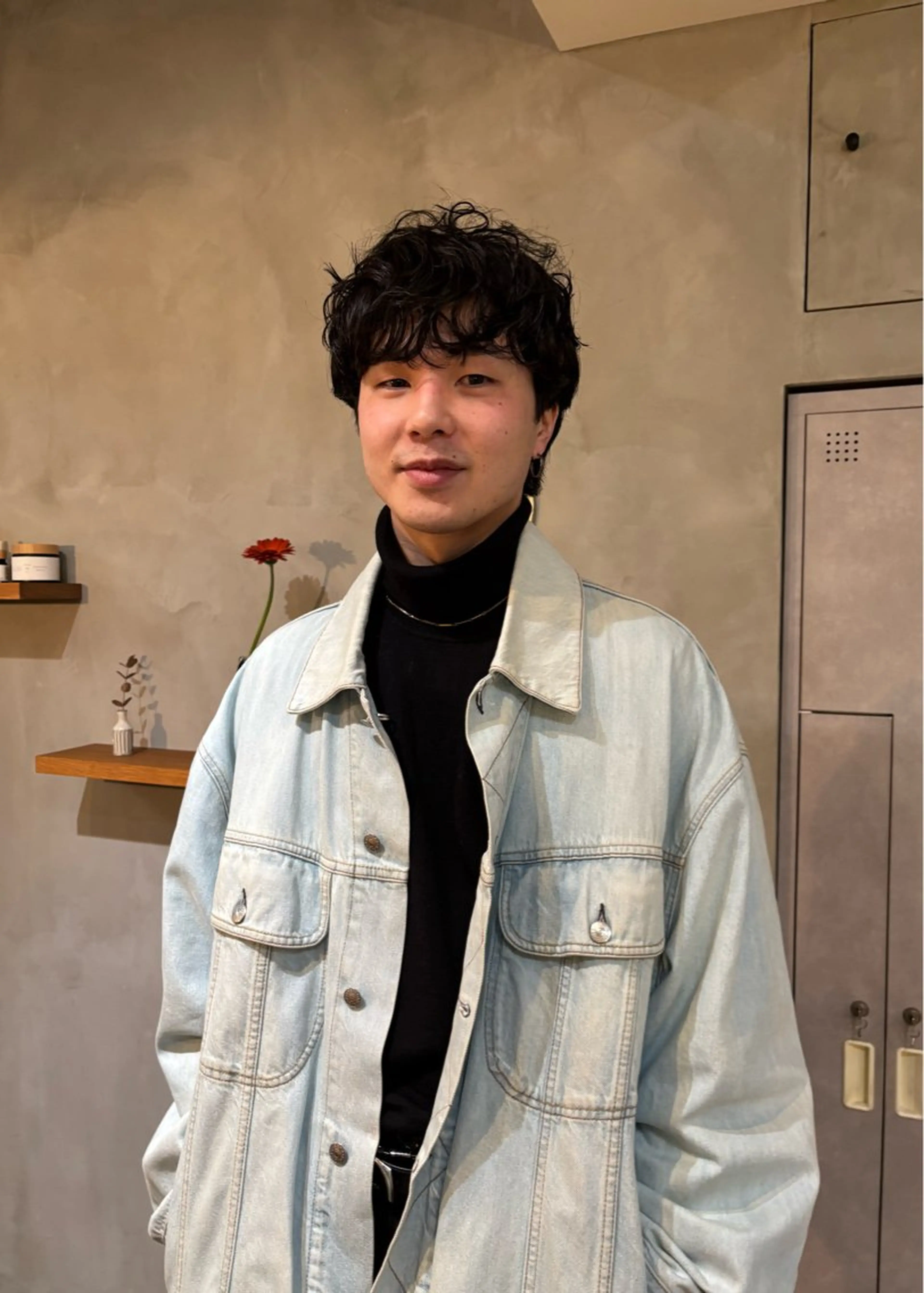 ミディアム メンズ マッシュ カット パーマ 大人メンズショート/ ナチュラルヘア/福田のヘアスタイル