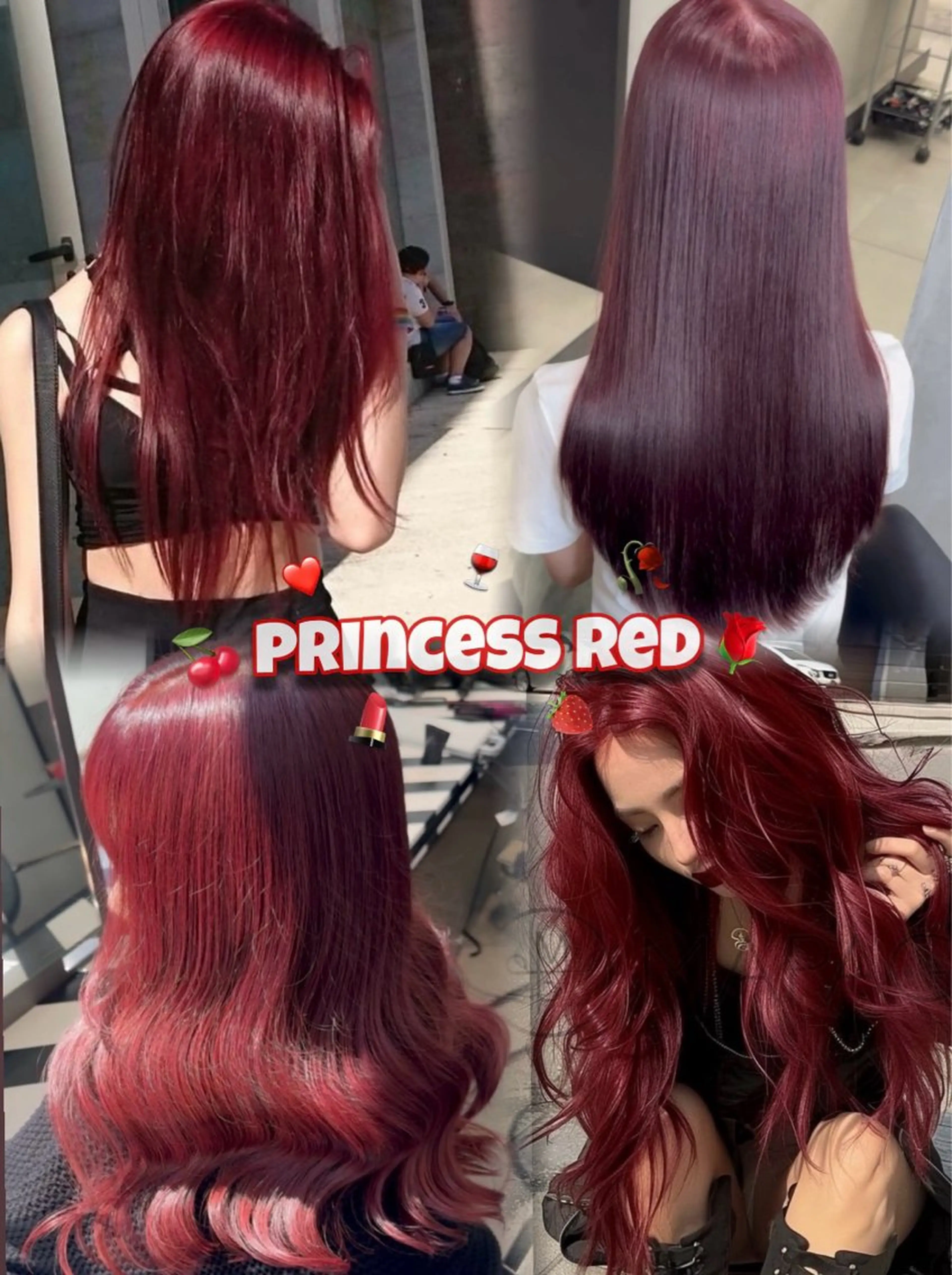 【🇨🇳中×韓🇰🇷MIX❕】💋赤系ワンカラー💄 ブリーチなし！！高発色剤使用🍓の写真