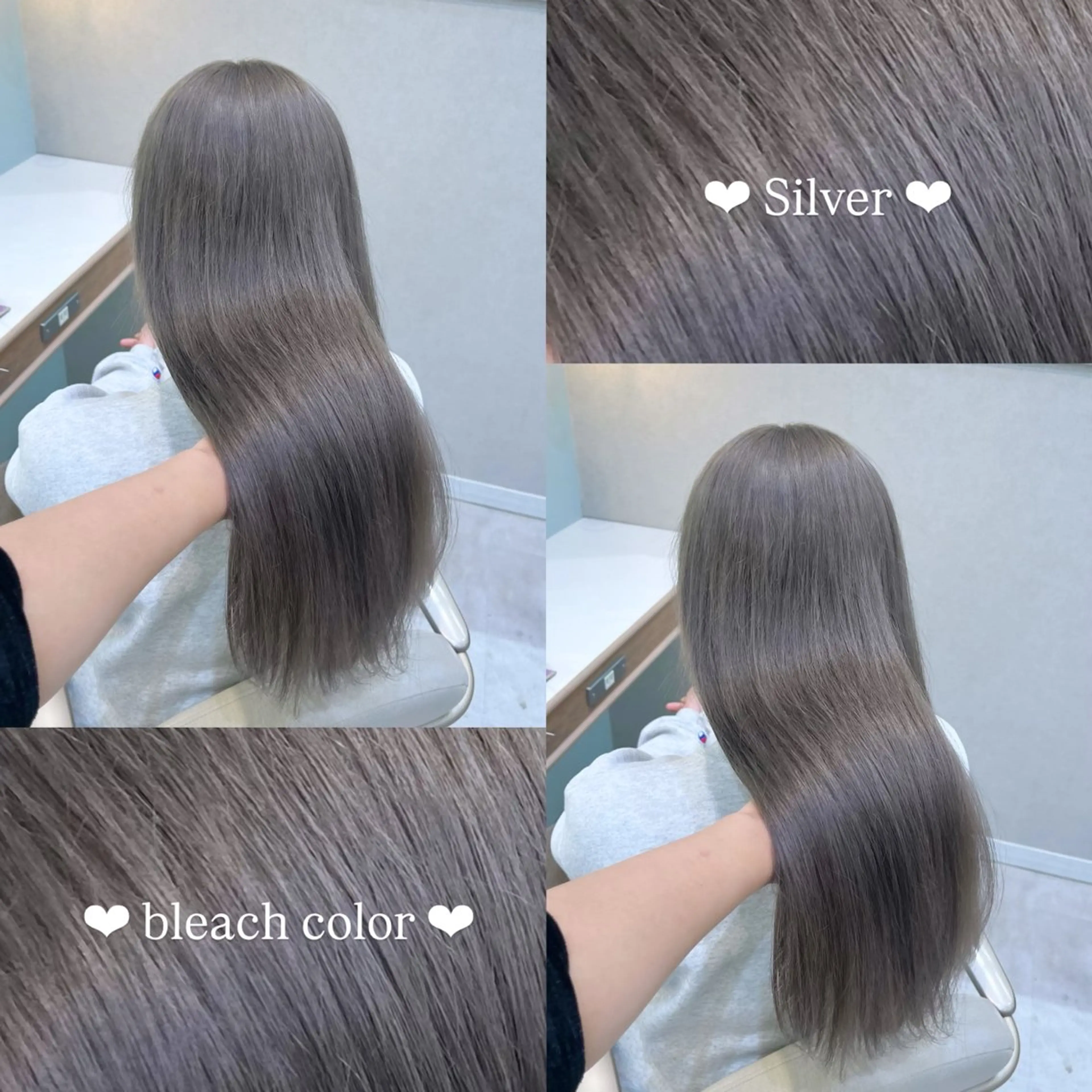 ロング カラー ブリーチ シルバー 𝑴𝑰𝑨🎀赤髪 /ピンク/髪質改善のヘアスタイル