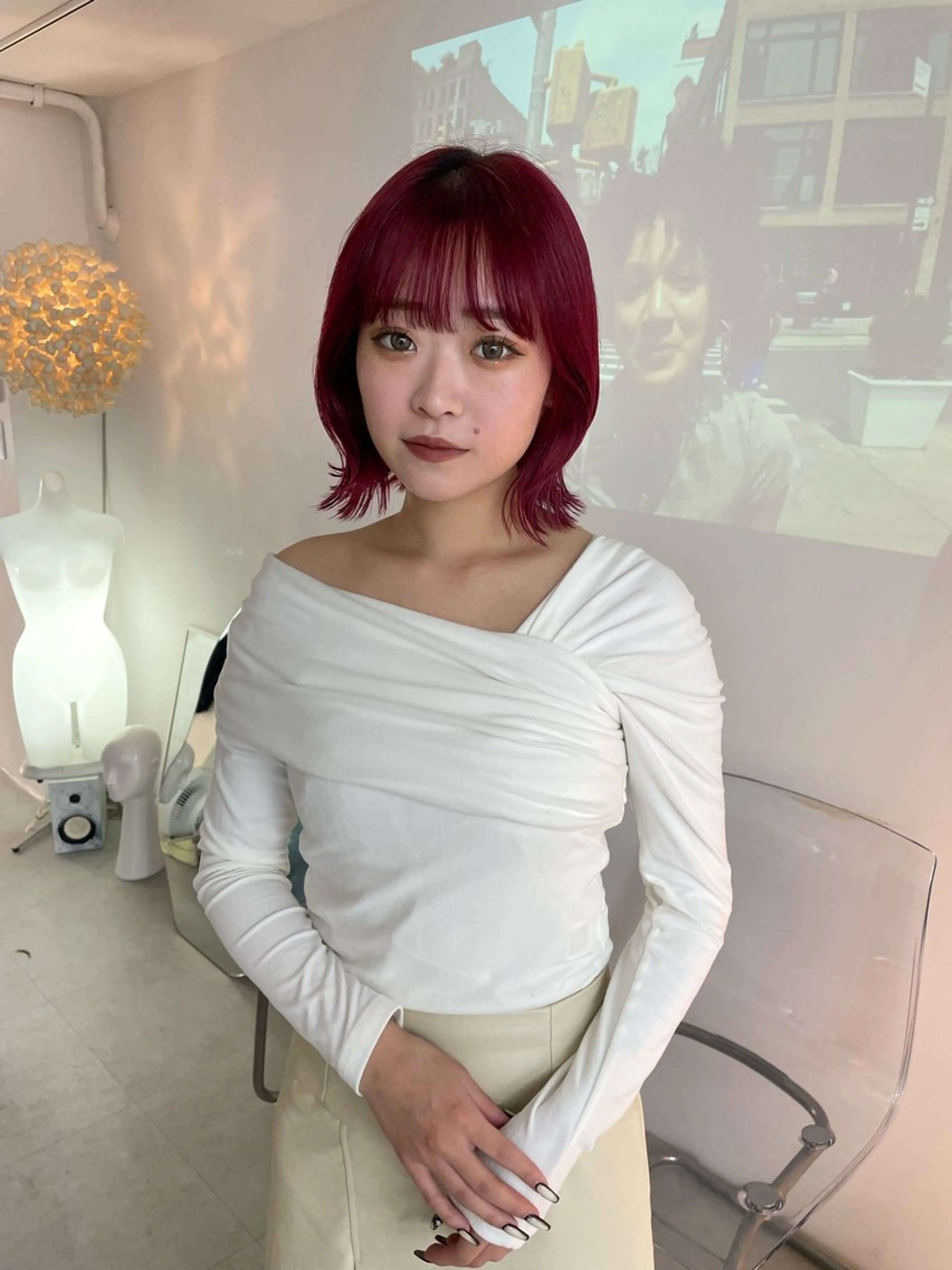 ミディアム ヘアカラー アオキ リノのヘアスタイル