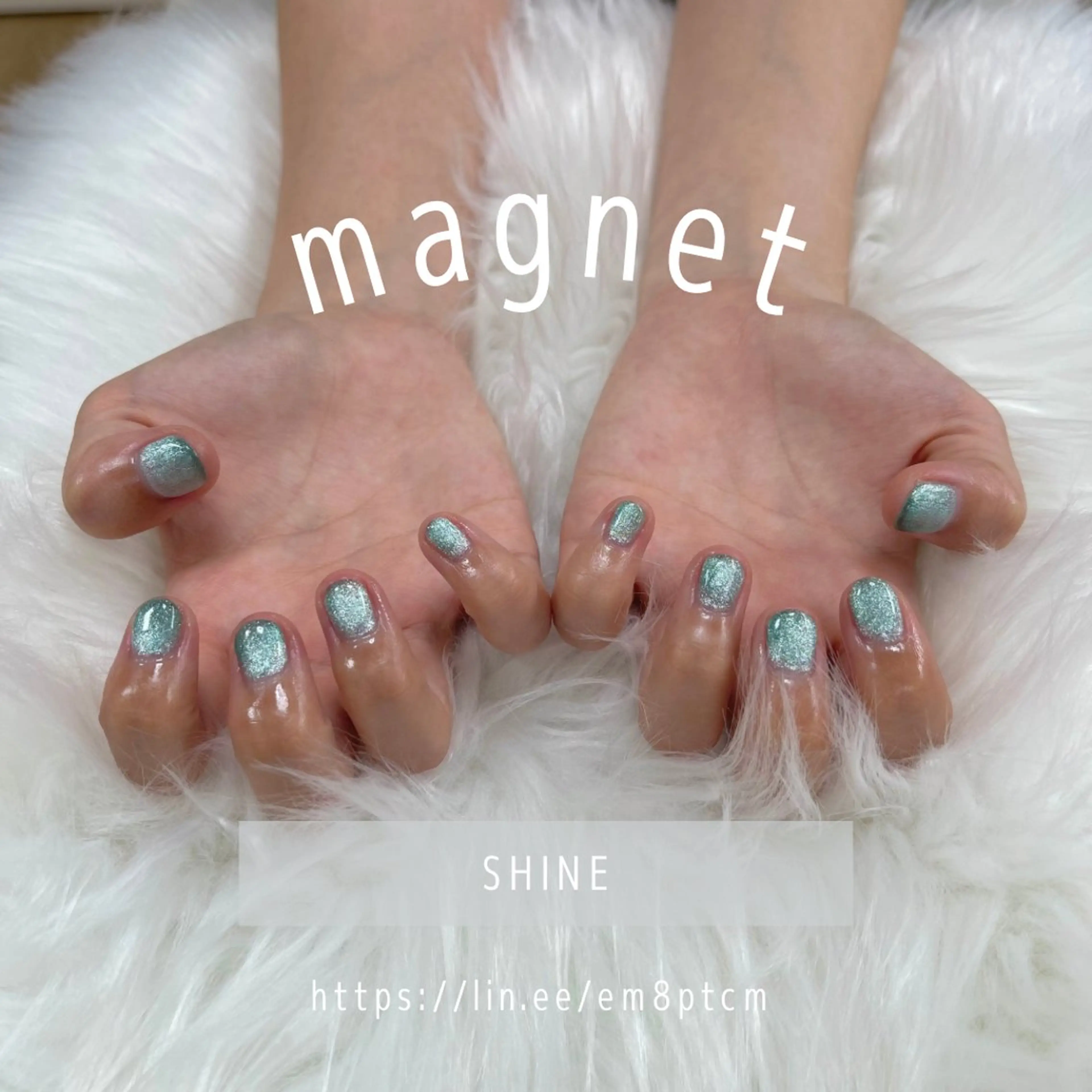 ネイル ブルー 水色 マグネットネイル SHINE nail salonのネイルデザイン