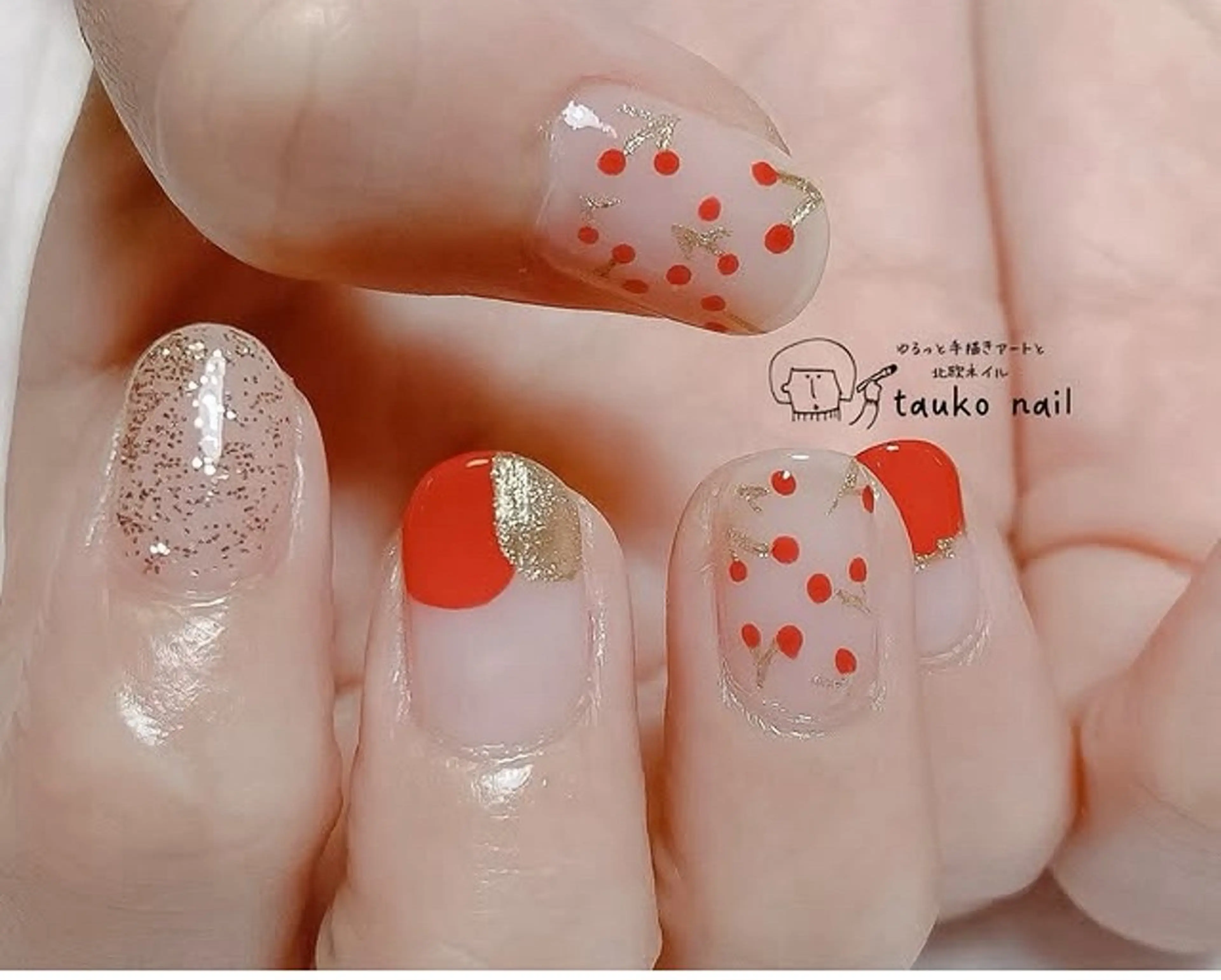 ネイル 赤色 ハンドネイル tauko nailのネイルデザイン
