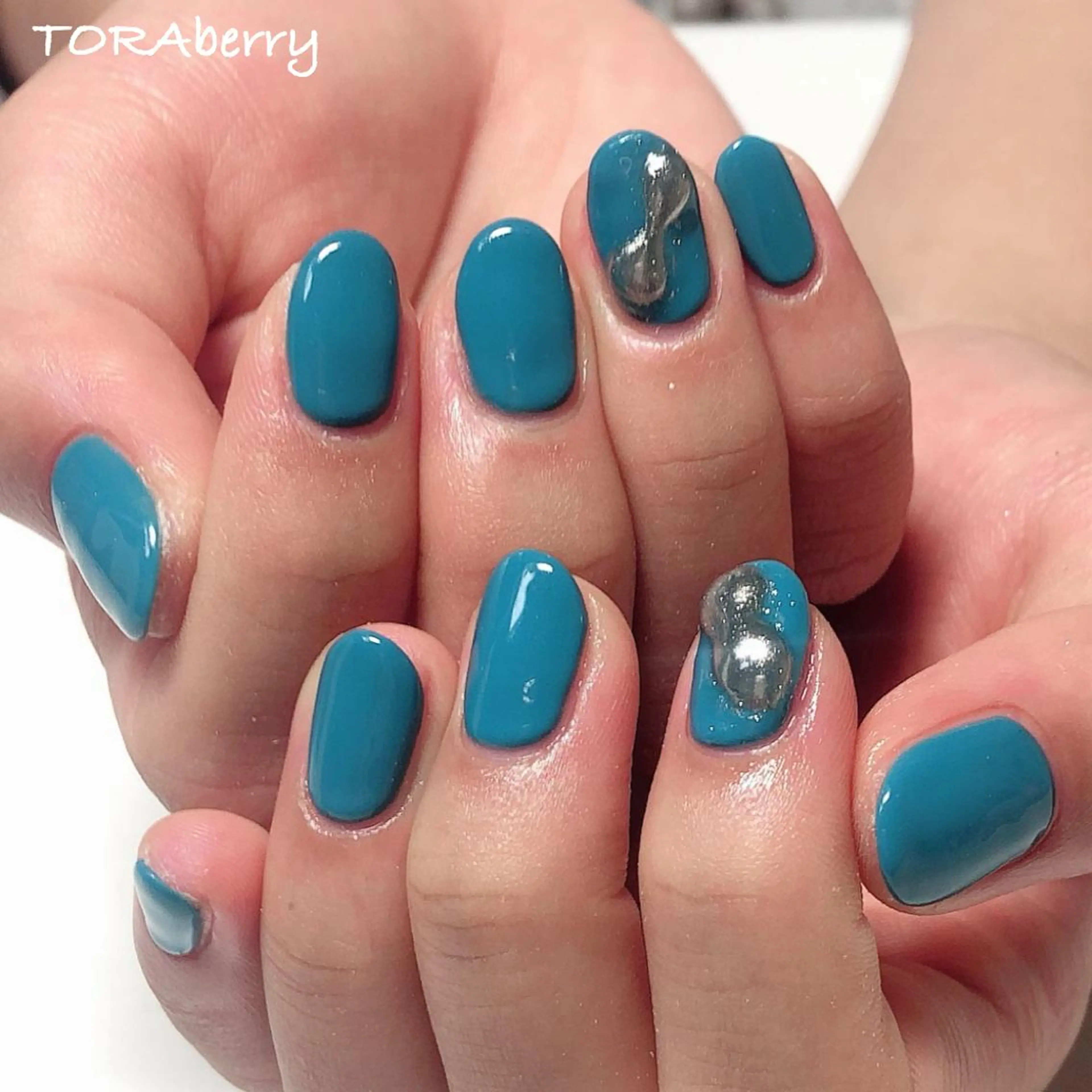 ネイル ブルー ハンドネイル ネイリスト なつみのネイルデザイン