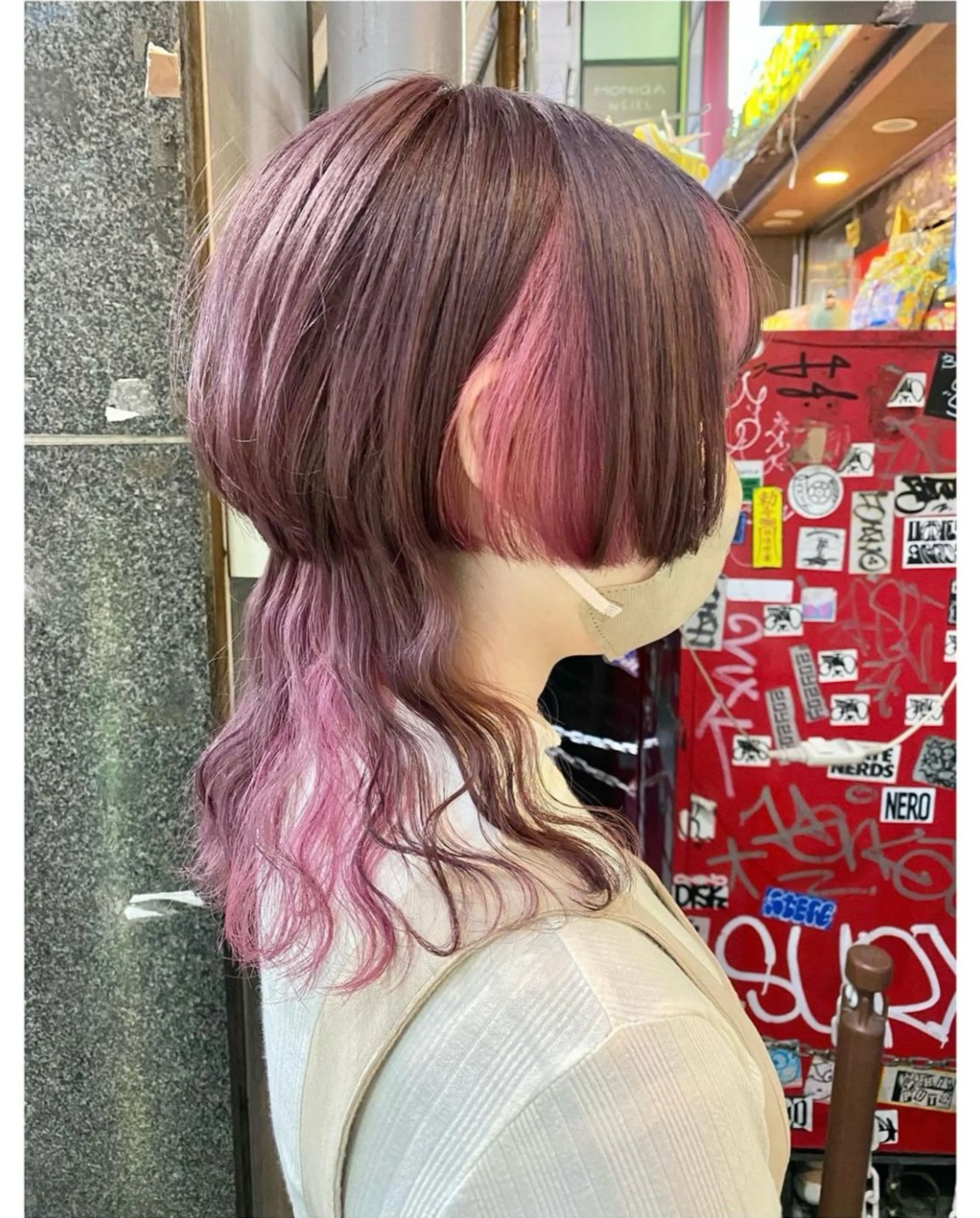 ショート カラー ピンクカラー ウルフカット ヘアカラー TSUNO🦖 派手髪/オタク美容師のヘアスタイル