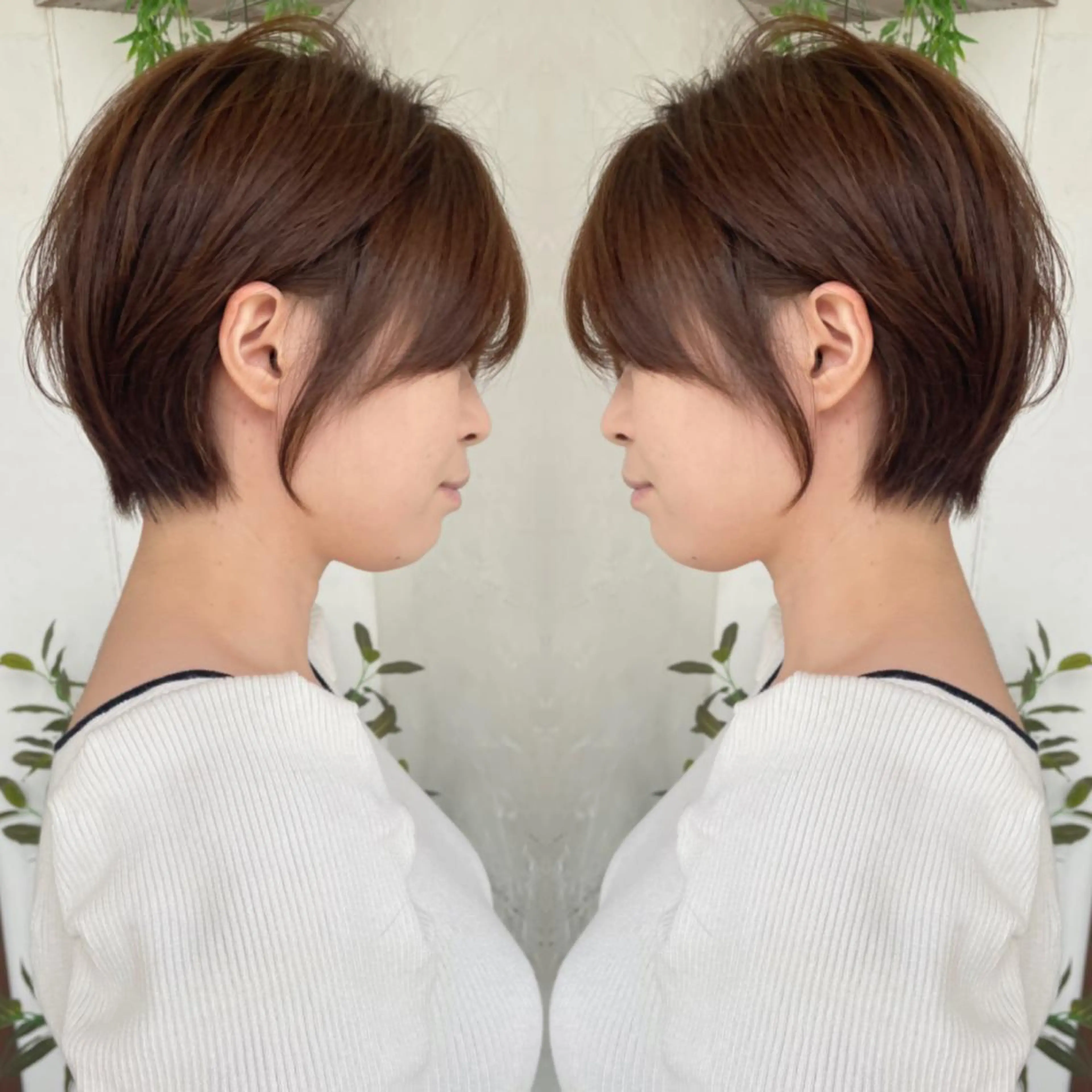 ショート カラー ショートボブ ハンサムショート 丸みショート デザインカラー ハイライトカラー 京都大人女性ショート 徒歩1分/秋山のヘアスタイル