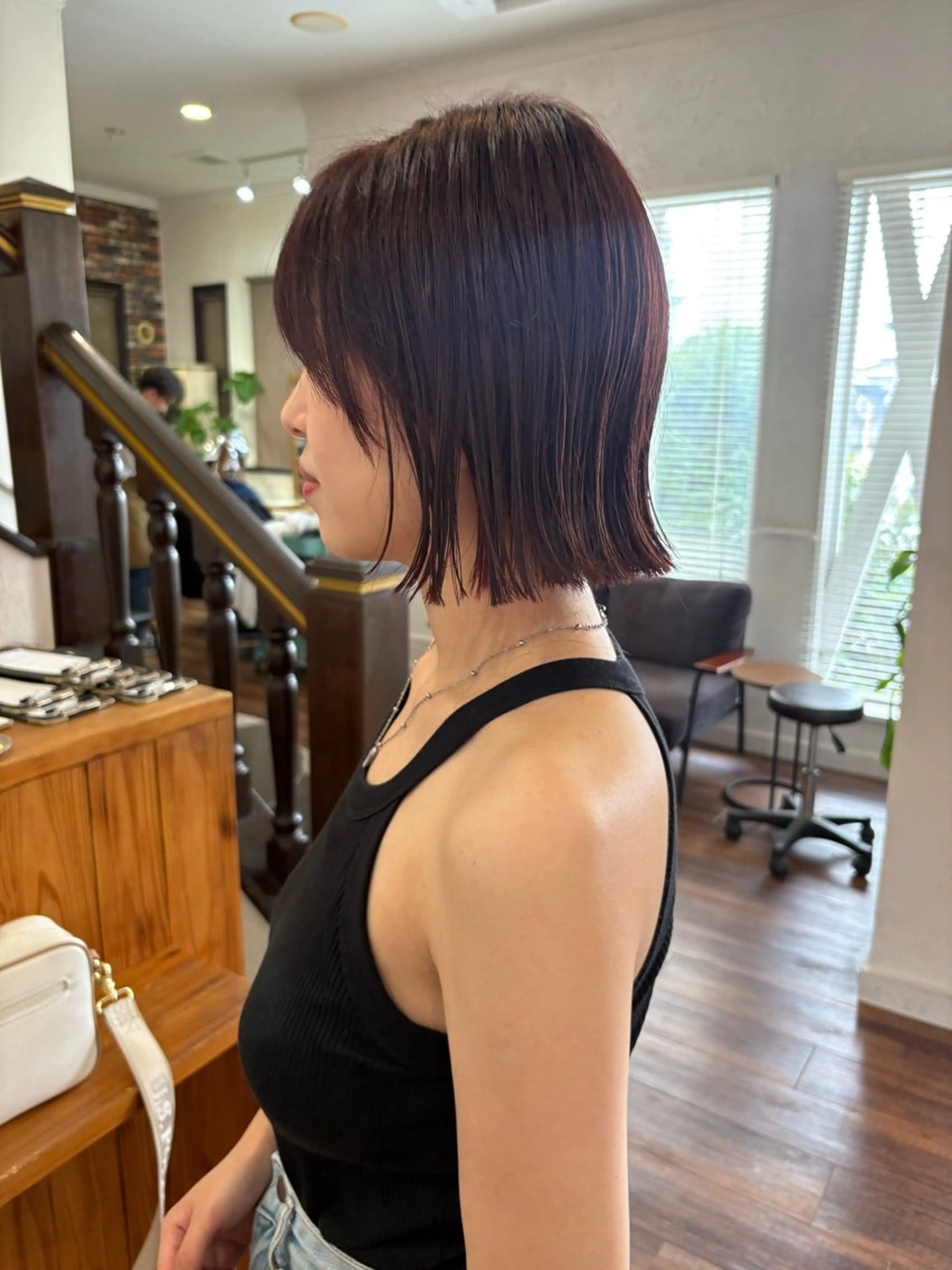 ショート カラー オレンジ ピンクカラー カット ヘアカラー トリートメント 江原 彩華のヘアスタイル