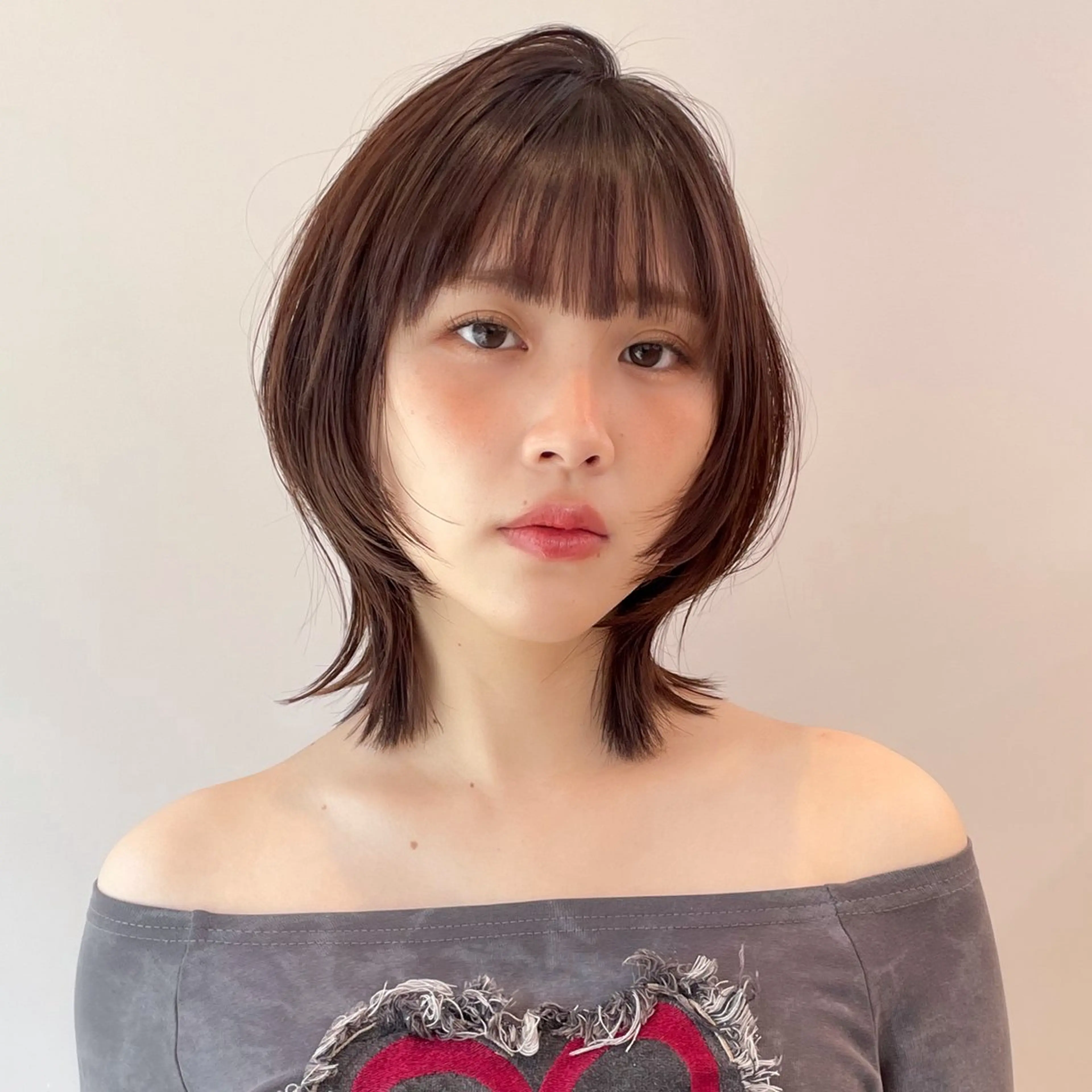 ミディアム カラー カット ヘアカラー トリートメント 縮毛矯正/ストンボブ Wカラー💎ヒデジのヘアスタイル