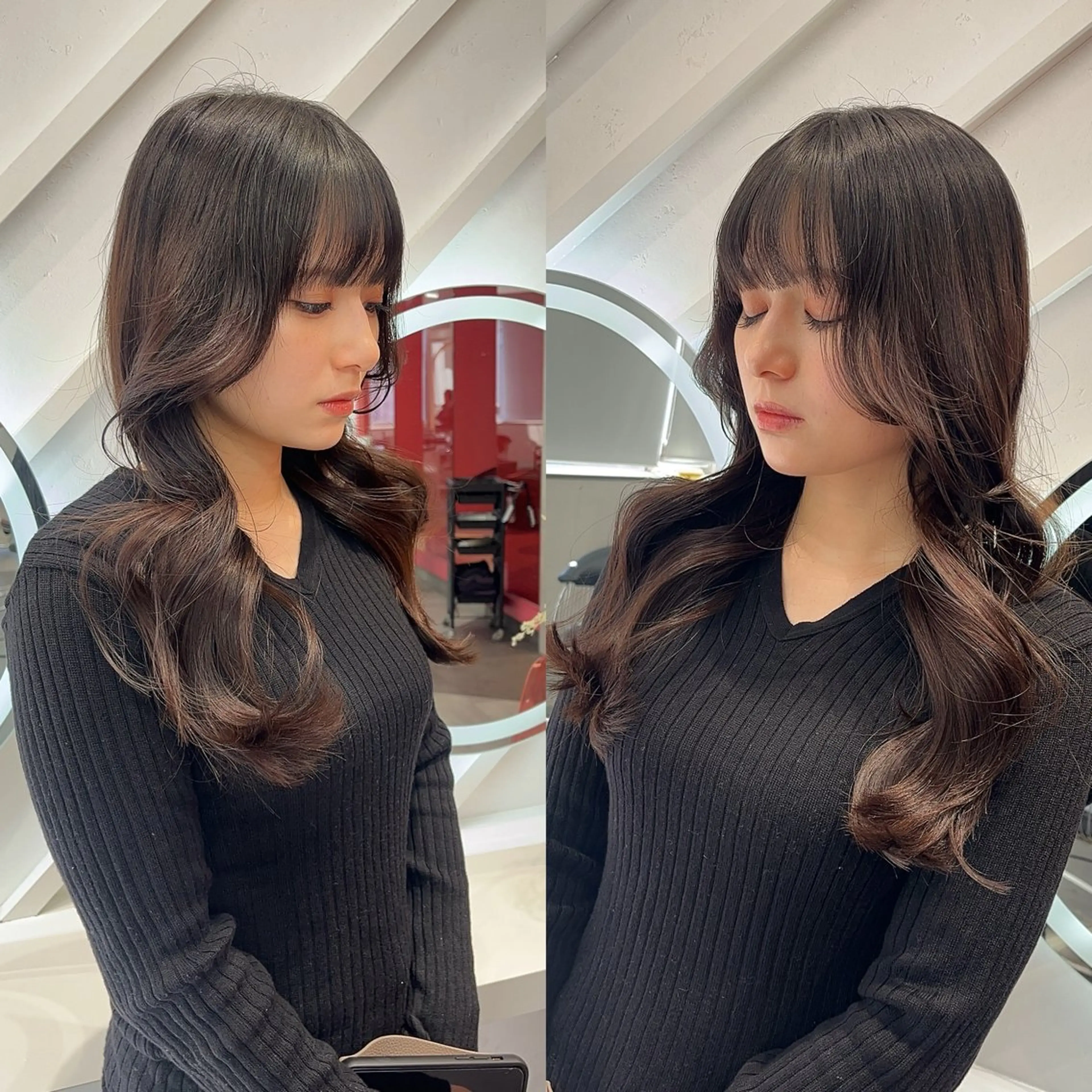 セミロング カット トリートメント 山崎/ボブ縮毛矯正 レイヤー髪質改善のヘアスタイル