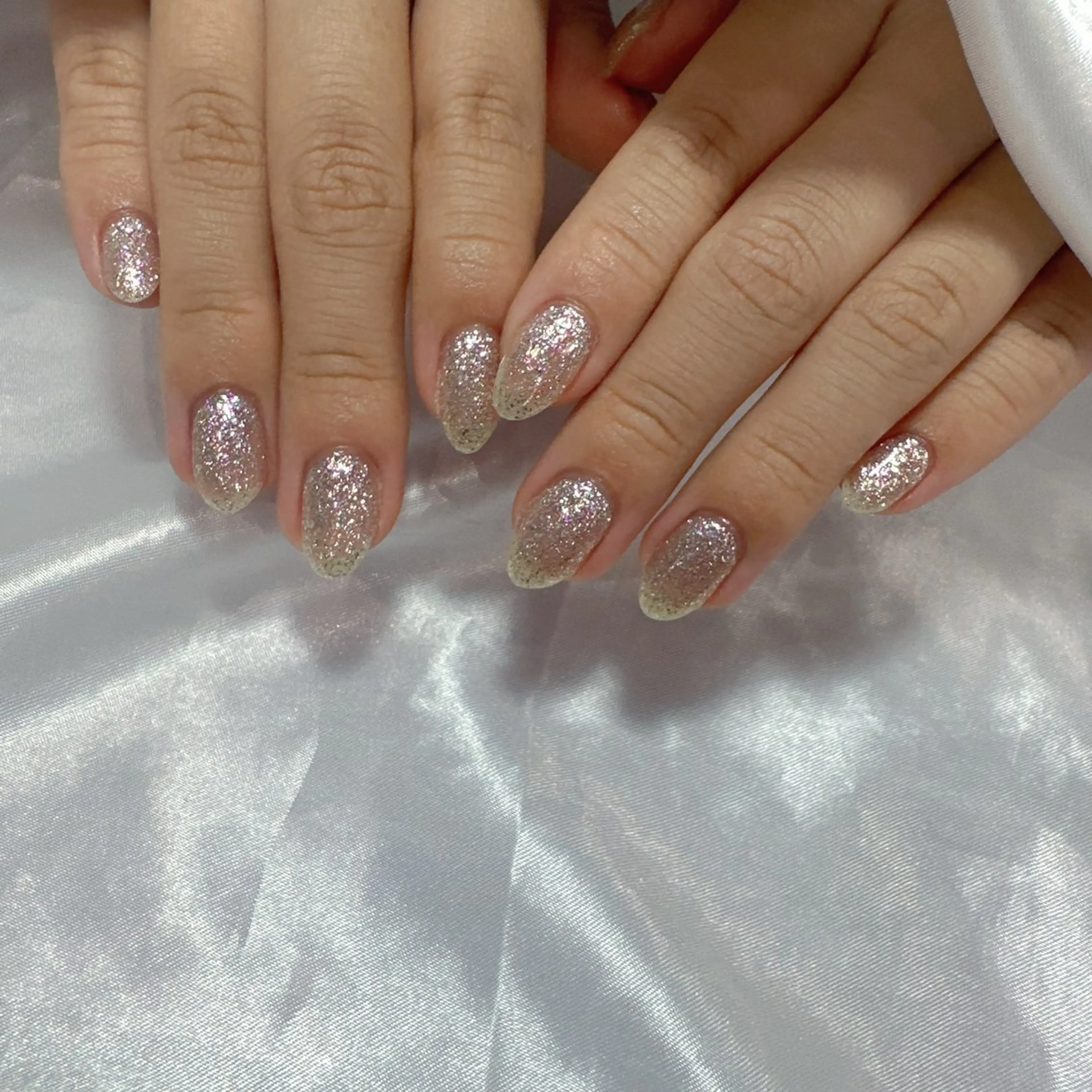 ネイル アートネイル フラッシュネイル フレンチネイル ジェルネイル ガラスフレンチ ハンドネイル You&Me Miyuのネイルデザイン