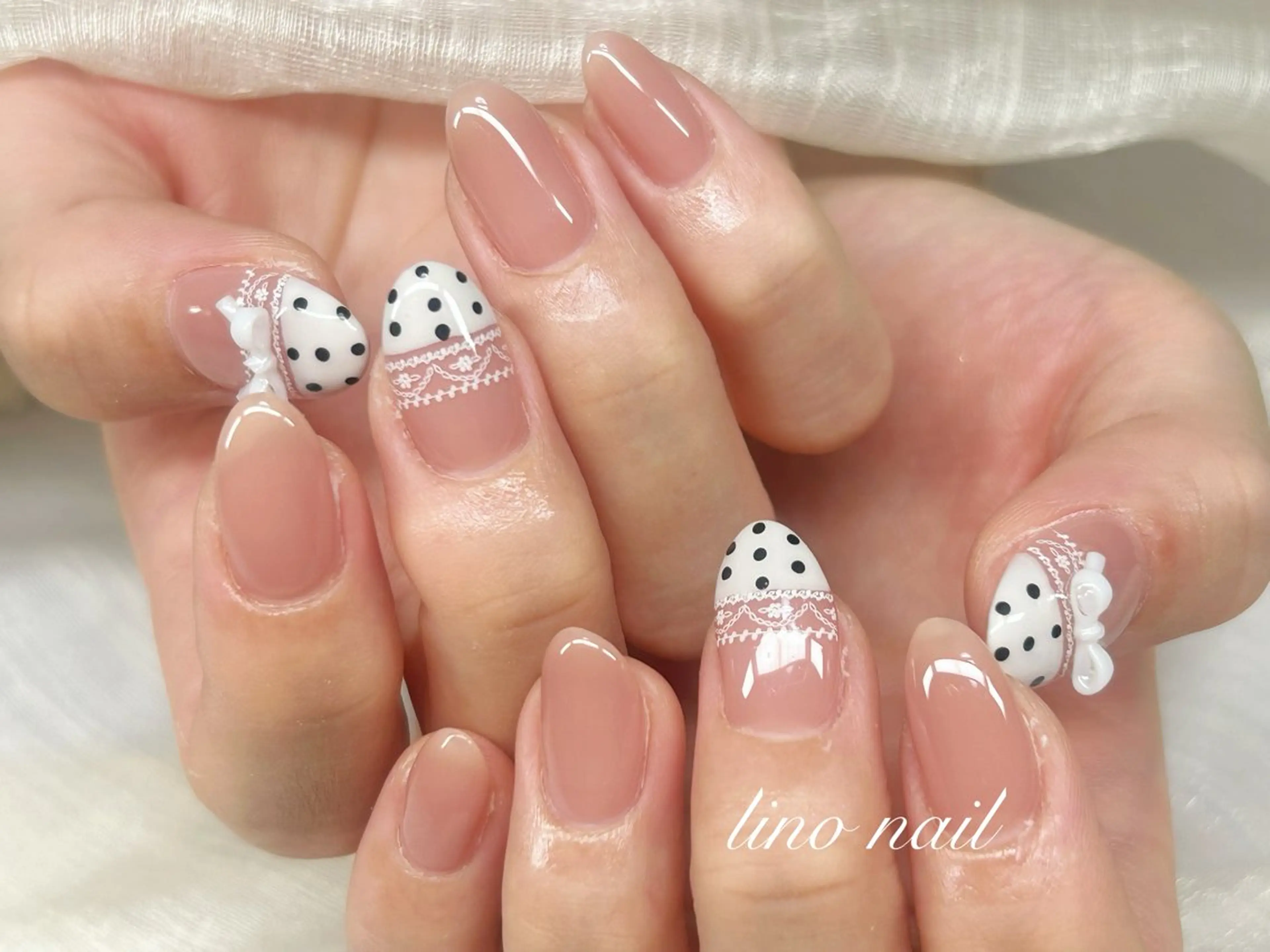ネイル アートネイル チークネイル 成人式 入学式 長さ出し ハンドネイル Lino Nailのネイルデザイン