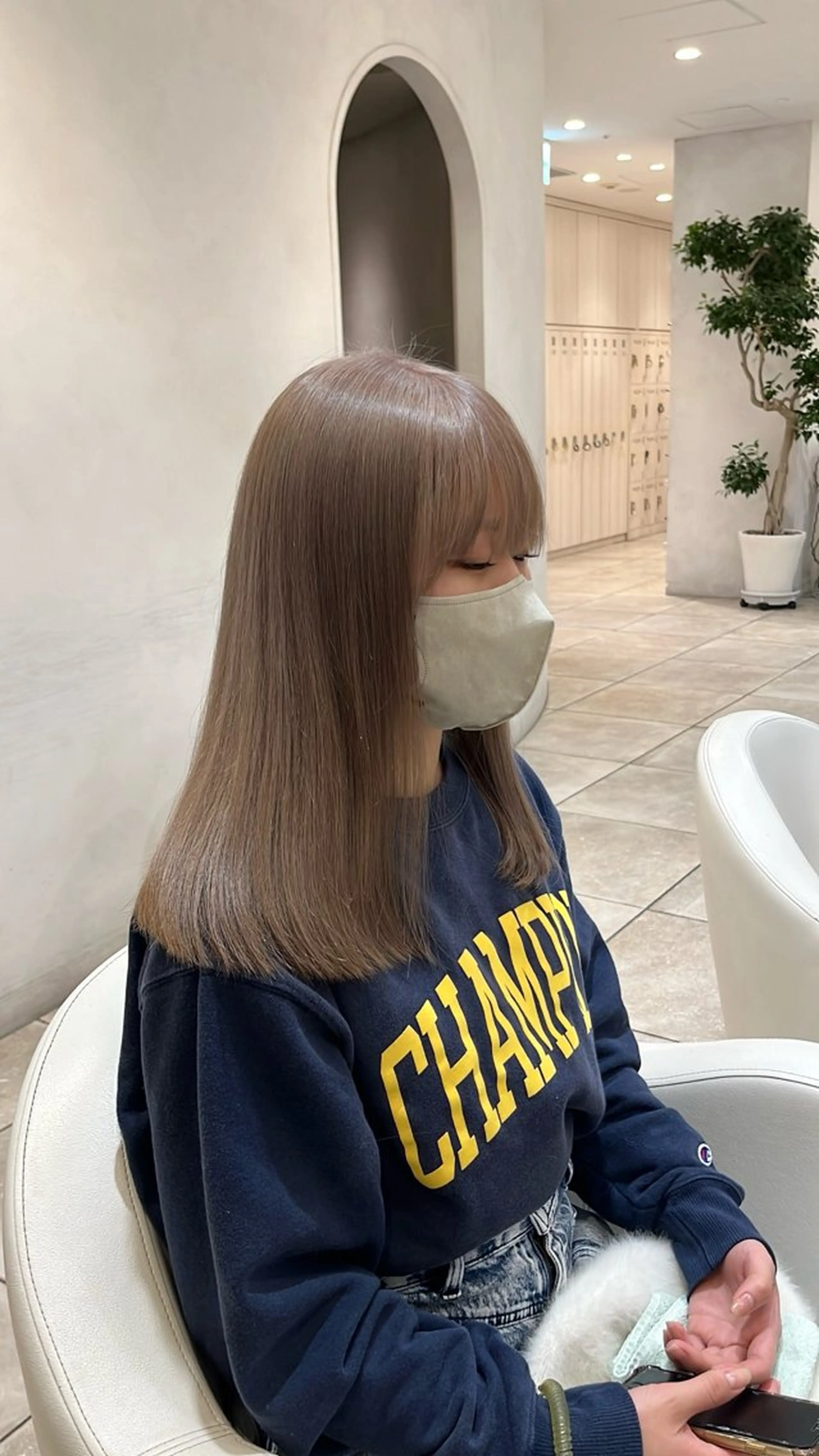 カラー ベージュカラー ブリーチ ミルクティーベージュ 地毛風ストレート/ 髪質改善/セキネのヘアスタイル