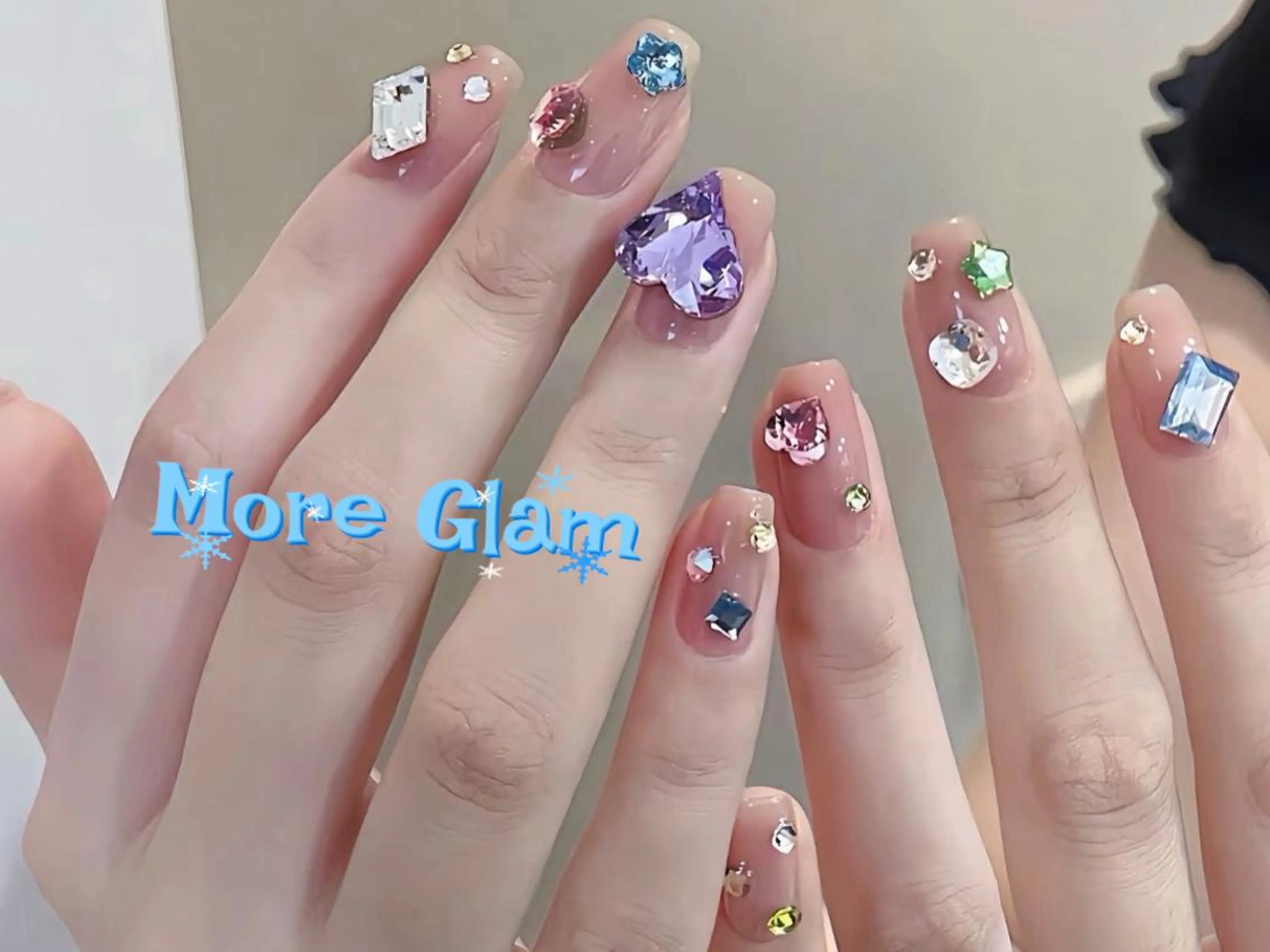 ネイル 長さ出し フットネイル フレンチネイル ジェルネイル ガラスフレンチ MoreGlam ネイルのネイルデザイン
