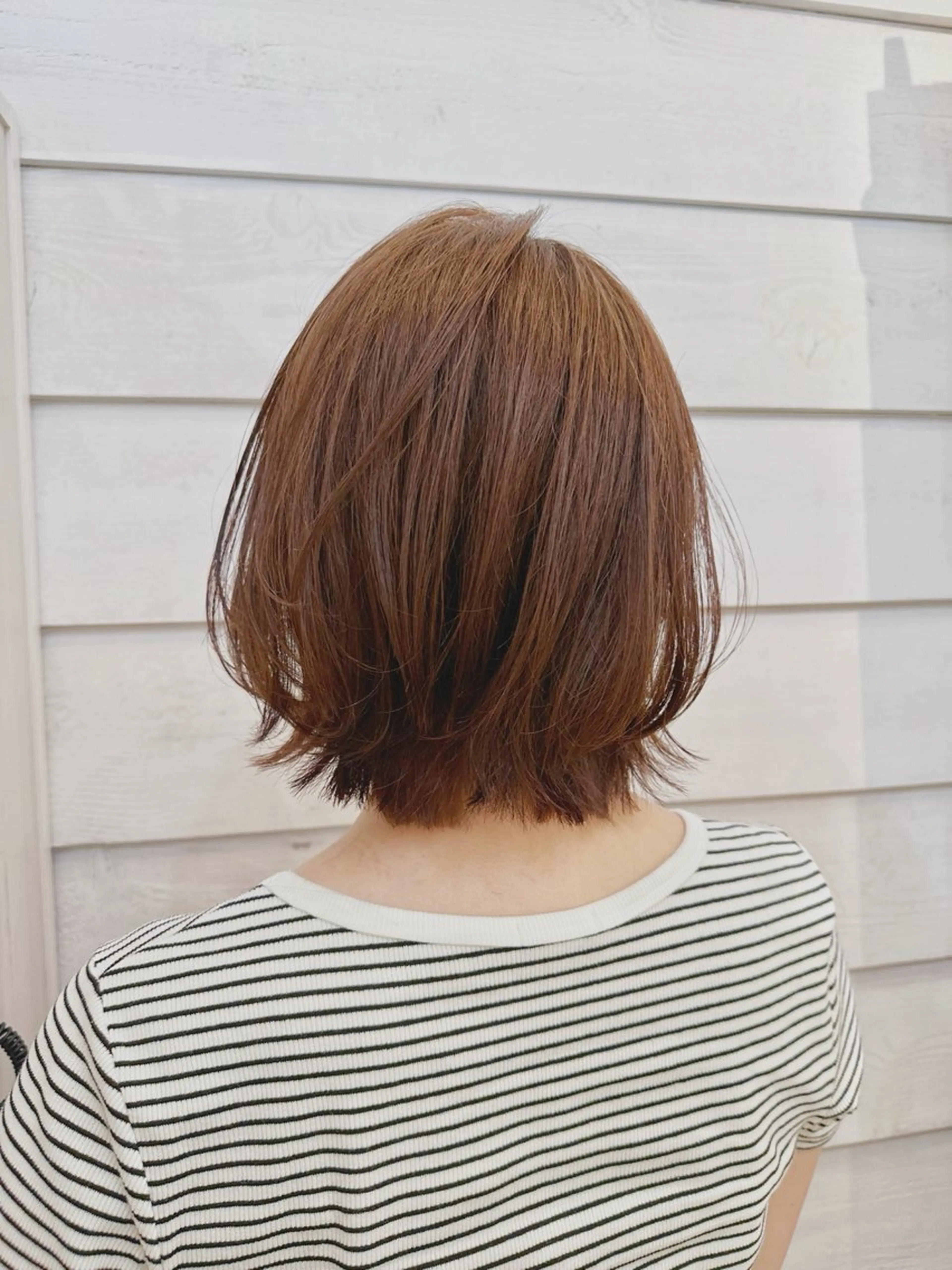 ミディアム カラー ショートボブ ボブ くせ毛 カット ヘアカラー トリートメント newline銀座所属・👑銀座ショート/ 絶壁補正/金子涼👑のヘアスタイル