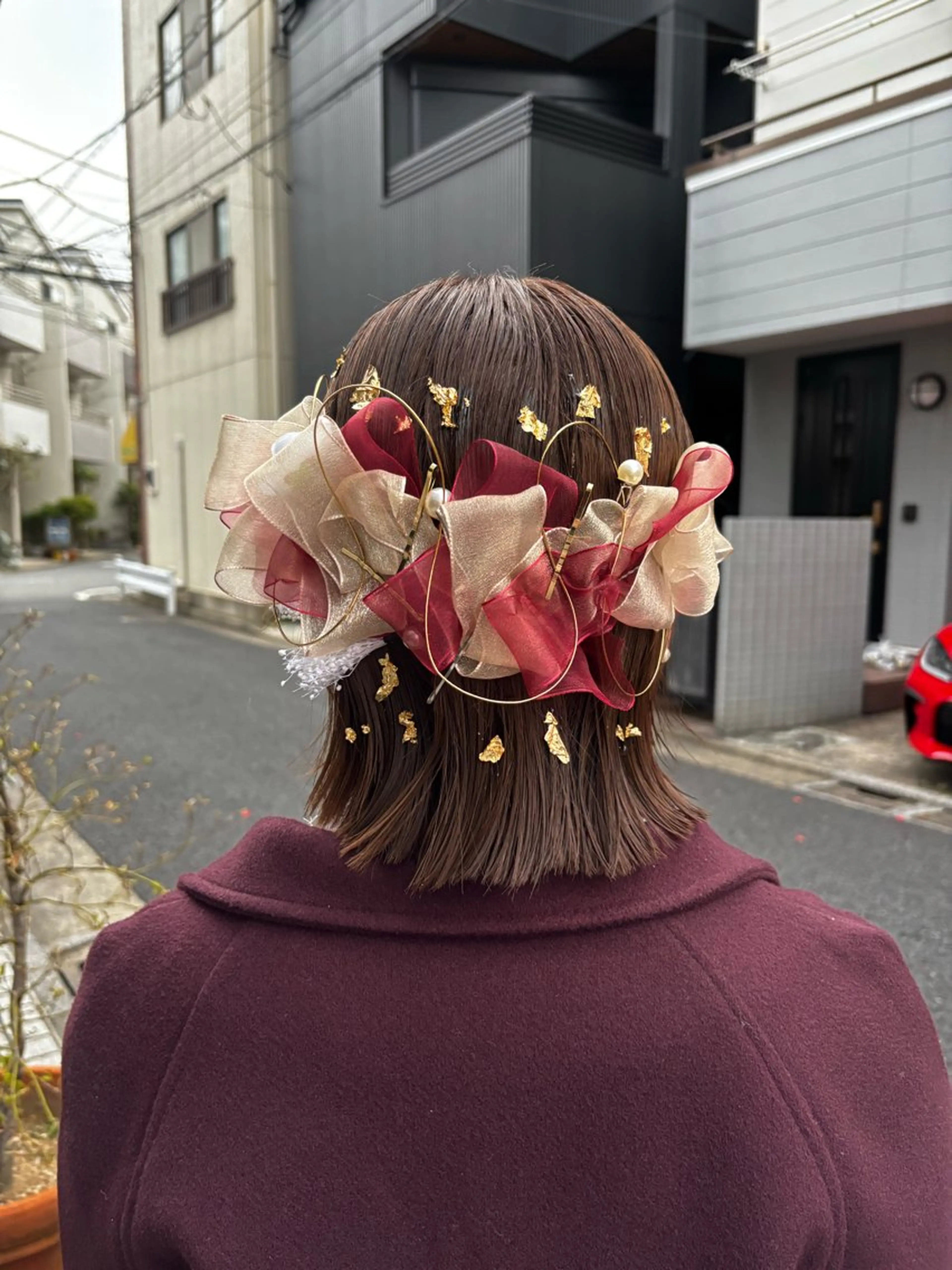 ショート カラー ヘアアレンジ 成人式 結婚式・ブライダル ボブ 卒業式のヘアスタイル ヘアセット 隠れ家サロンso you所属・yukimi .のヘアスタイル