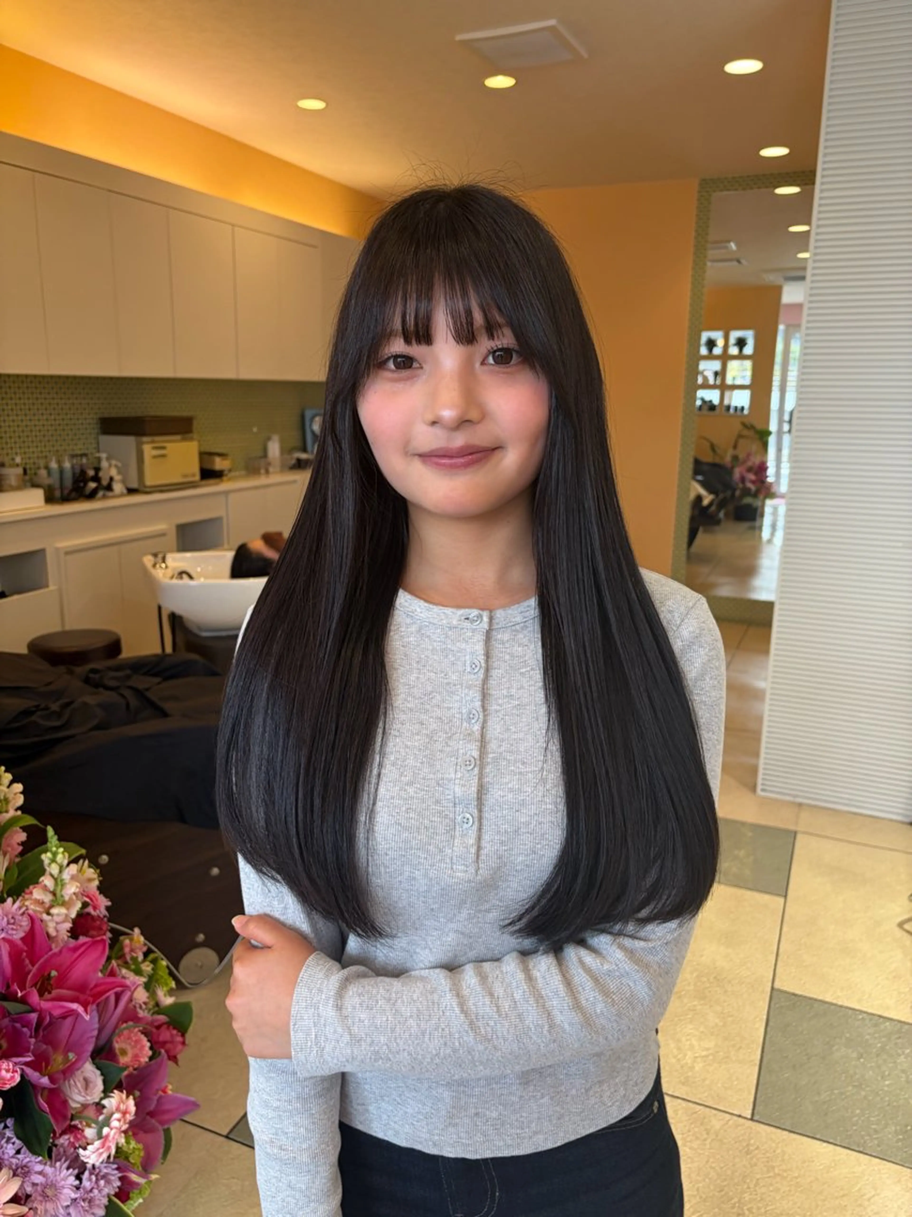 ロング カット 縮毛矯正 くびれヘア/髪質改善 はるのヘアスタイル