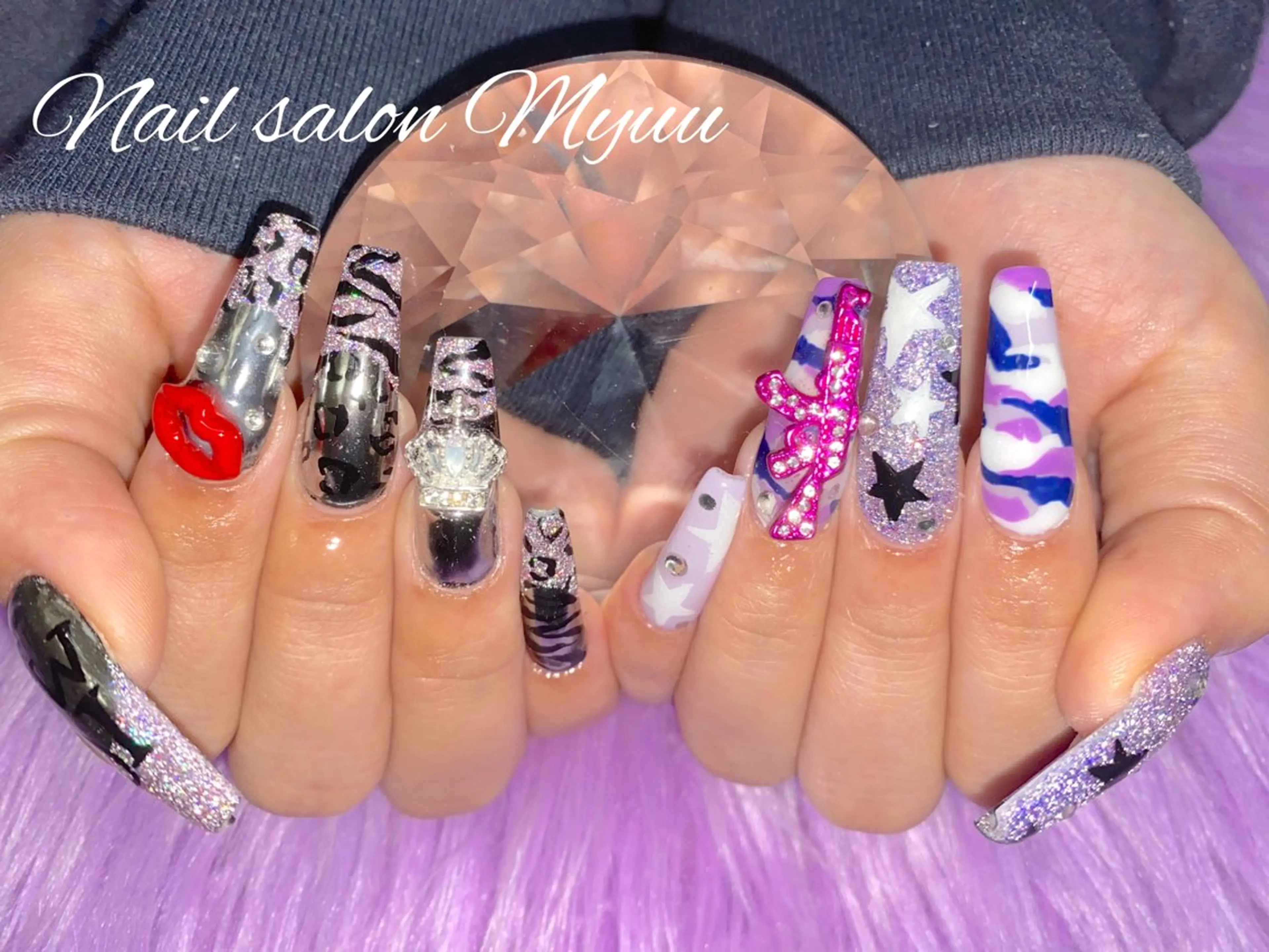 ネイル ロングネイル 持ち込み スカルプネイル ネイルチップ Nailsalon Myuu笠原のネイルデザイン