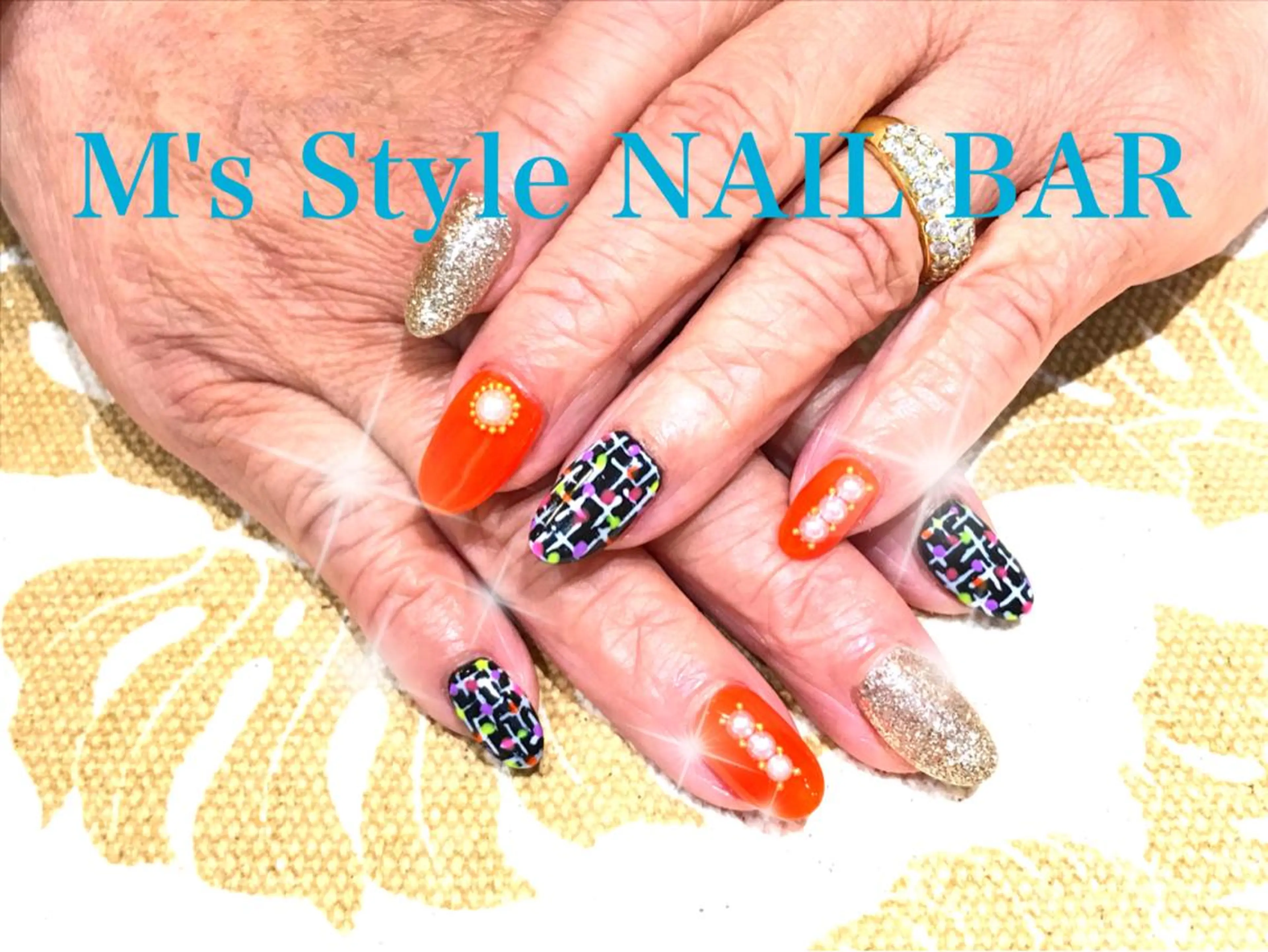 ネイル オレンジ ハンドネイル M's Style NAIL BARのネイルデザイン