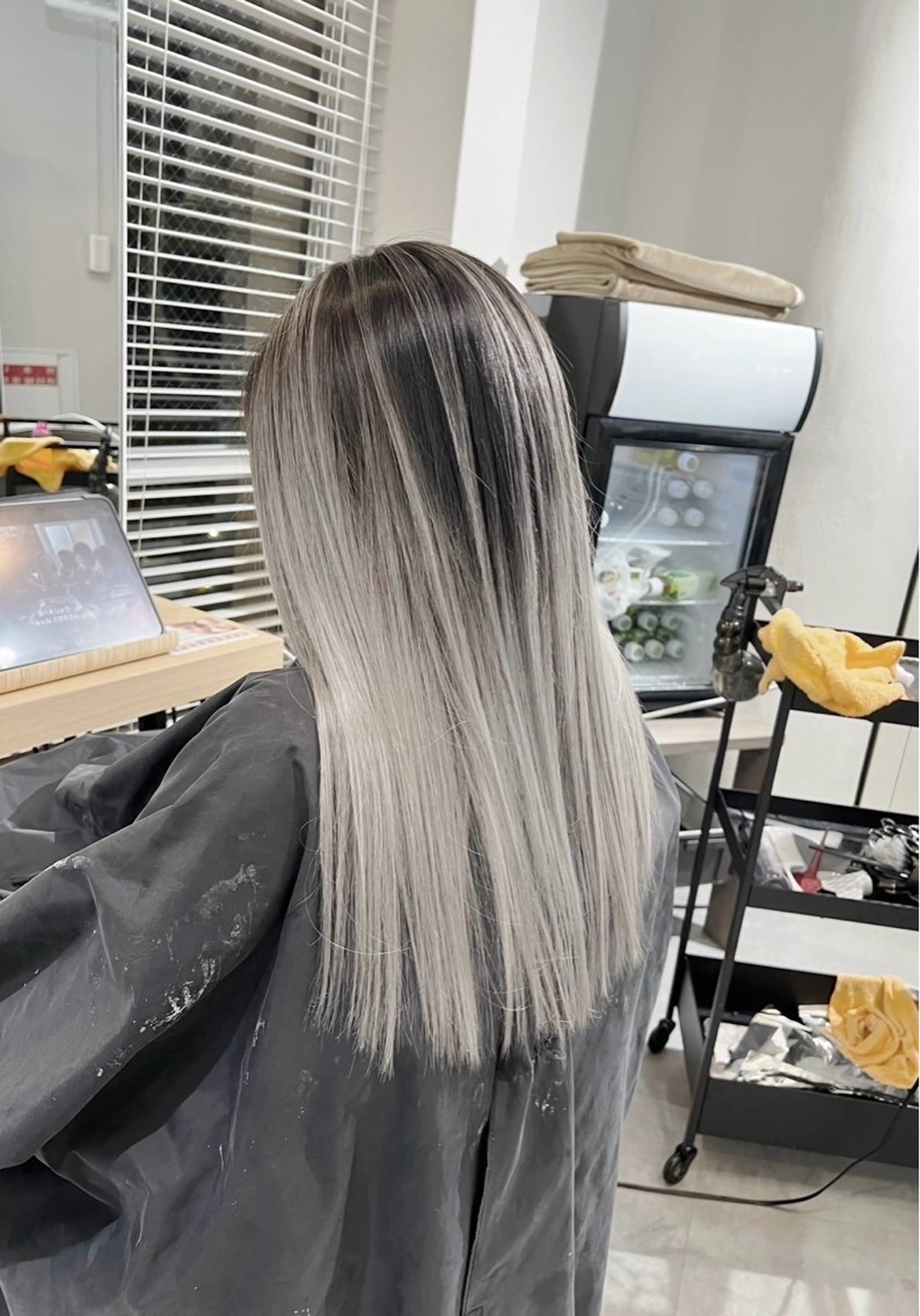 ロング カラー バレイヤージュ シルバー ホワイトシルバー レイヤーカット ヘアカラー トリートメント 指名数No.1 /NAOYAのヘアスタイル