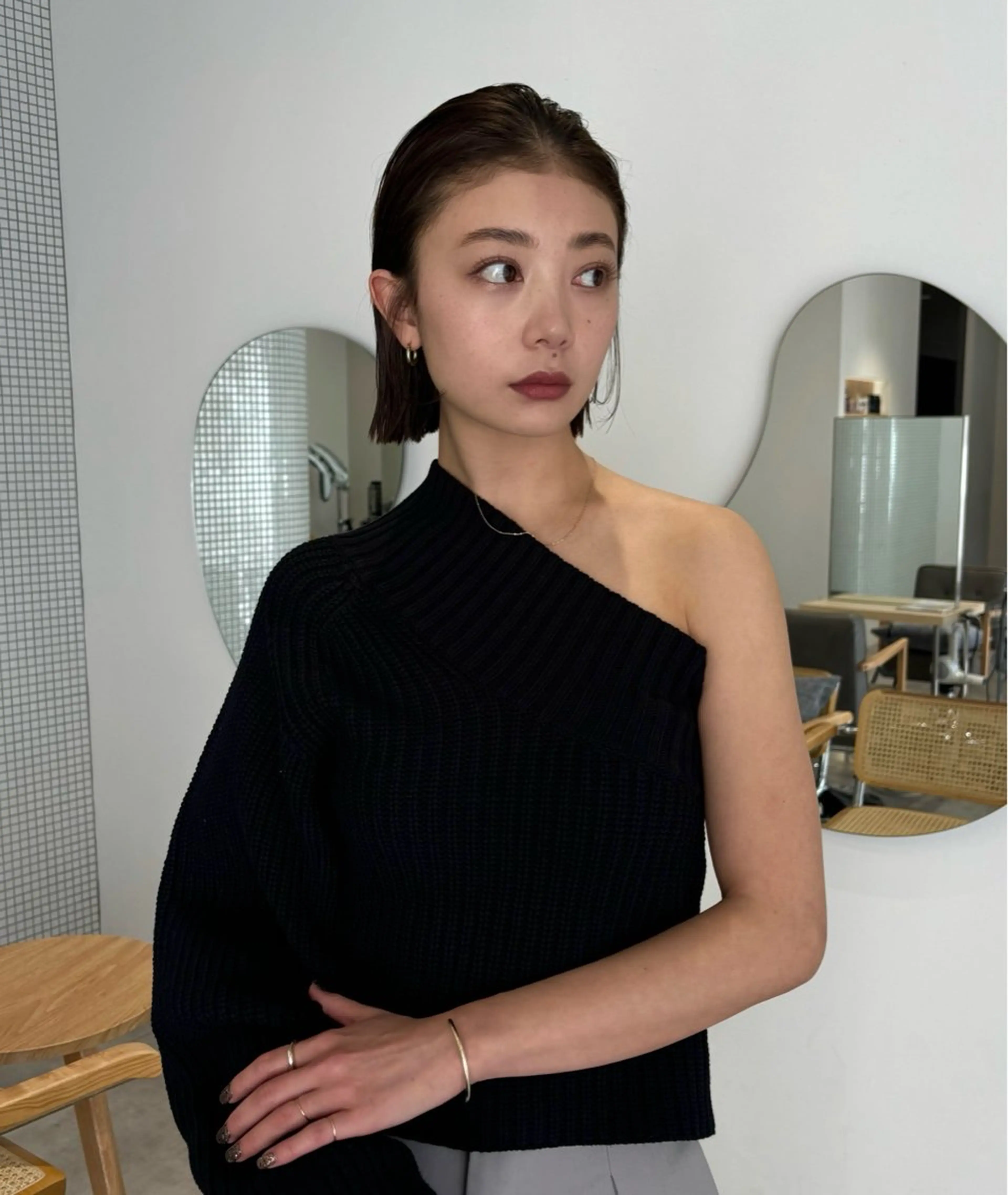 ミディアム カラー ヘアアレンジ ミディアムパーマ 髪質改善 縮毛矯正 トリートメント 脇野 茉優のヘアスタイル