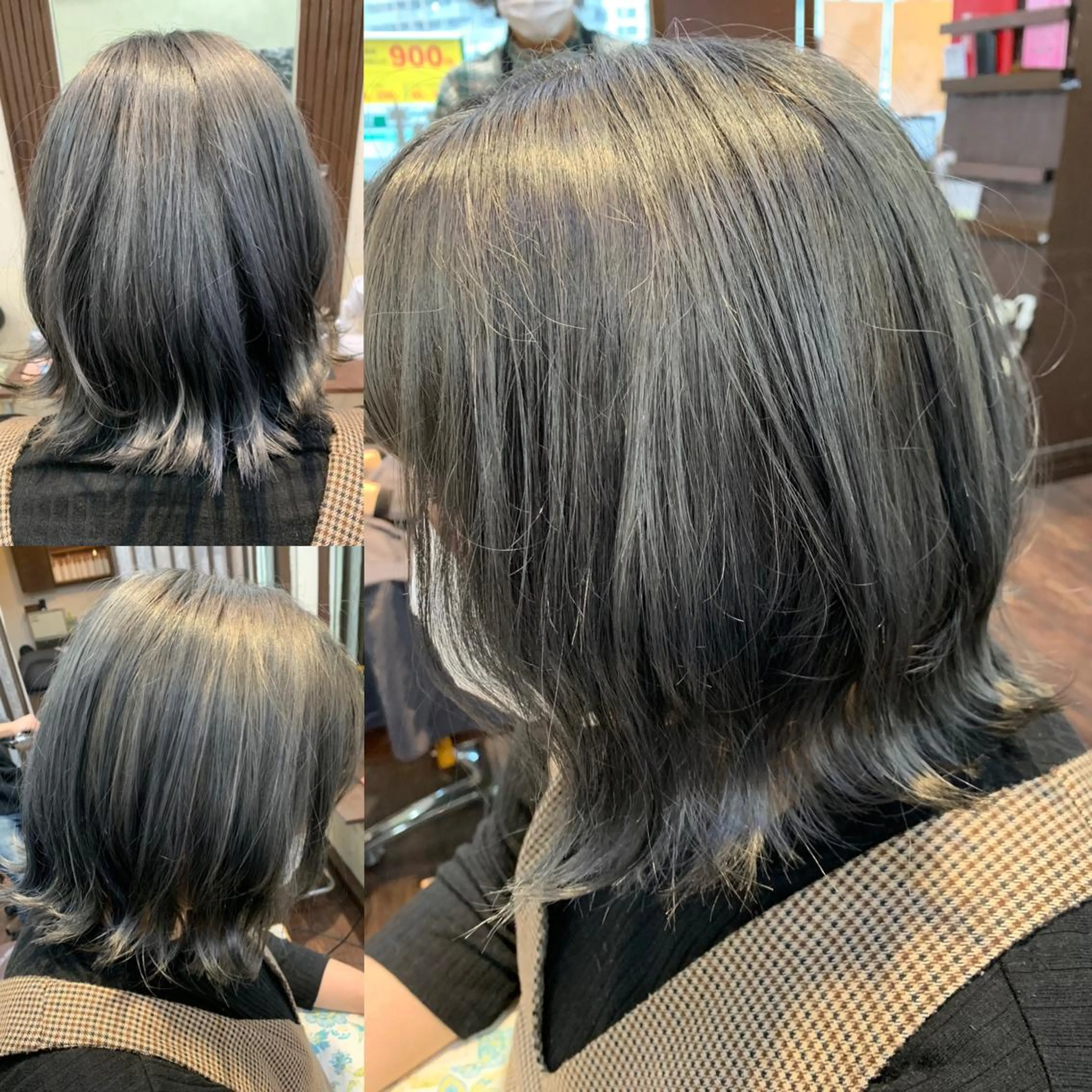 ミディアム カラー ブリーチ 透明感カラー ボブ 外国人風カラー 外ハネヘア 木村 瞬のヘアスタイル