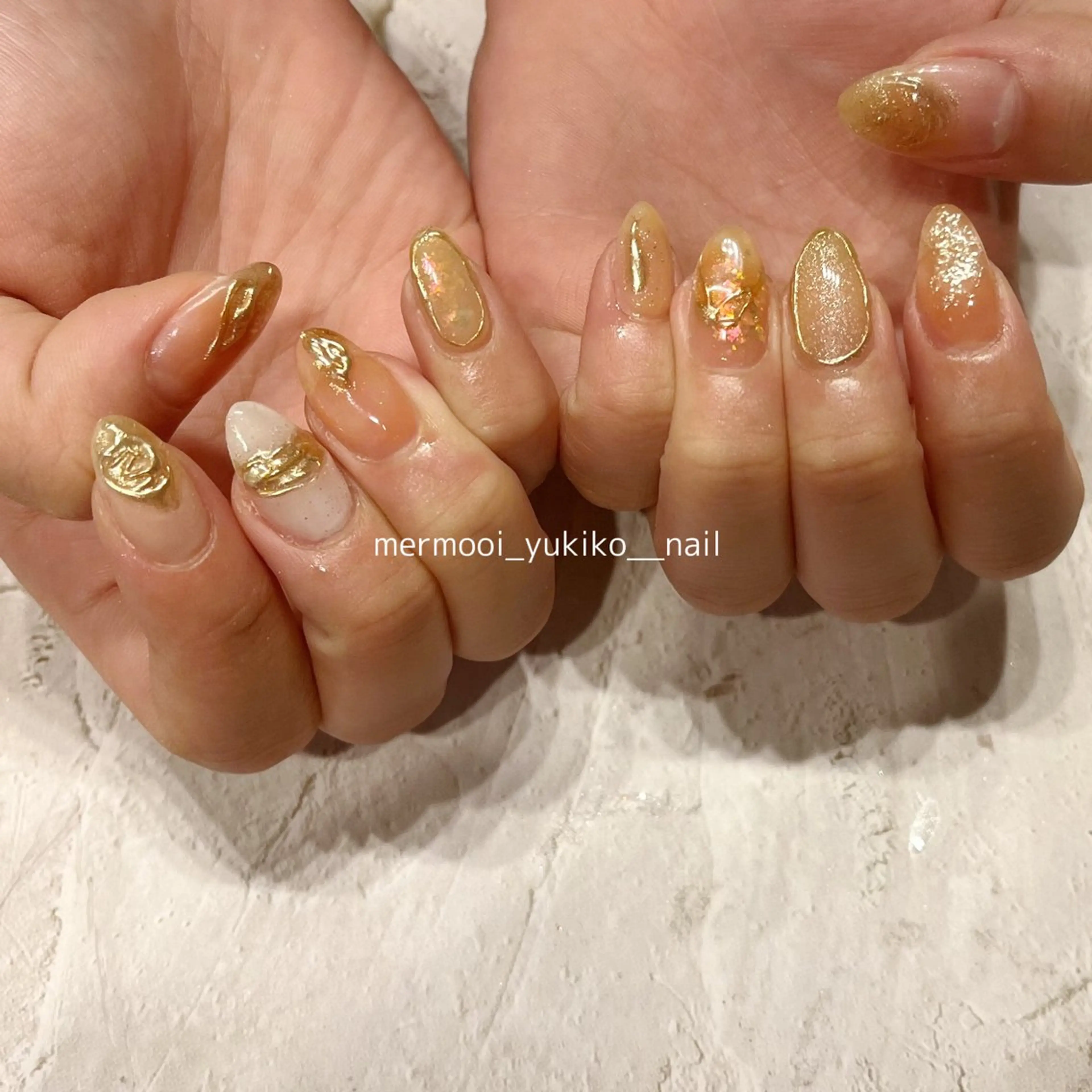 ネイル アートネイル オーロラネイル ジェルネイル 韓国ネイル マグネットネイル melumooi nailのネイルデザイン