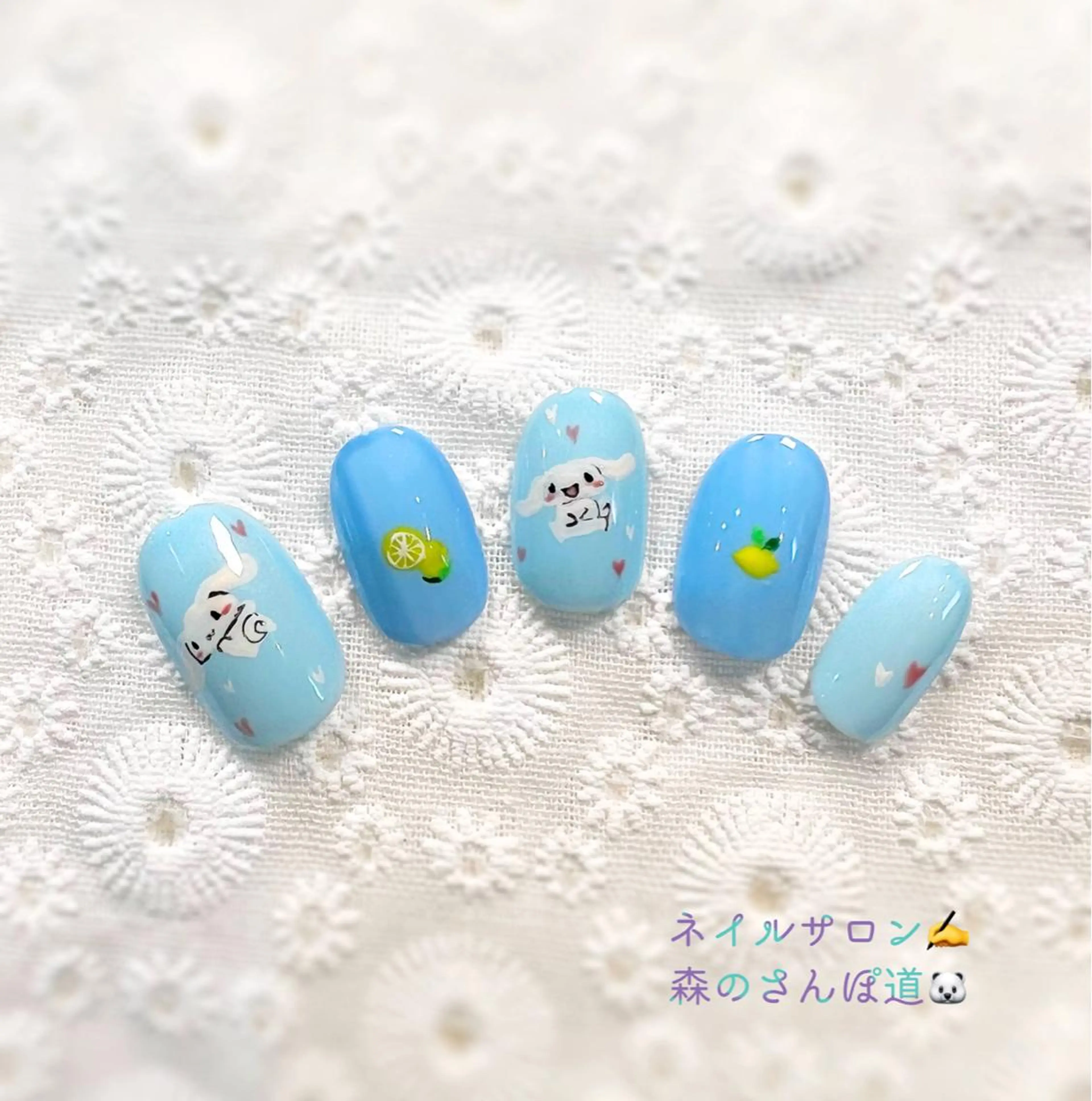 ネイル ハンドネイル ショートネイル 森のさんぽ道のネイルデザイン