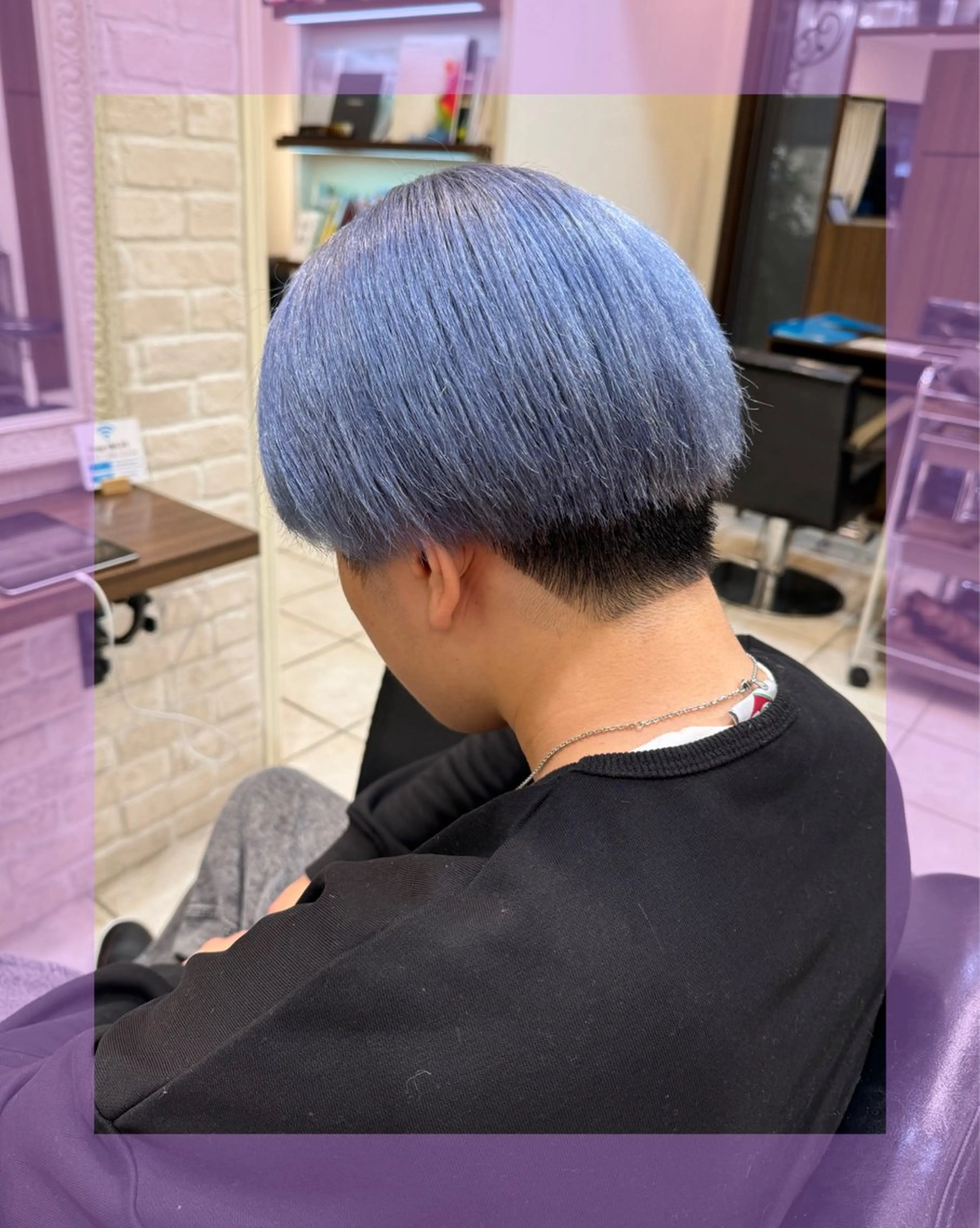 ショート カラー メンズ ブルーカラー ブリーチ♡メンズ マッシュ♡MIUのヘアスタイル