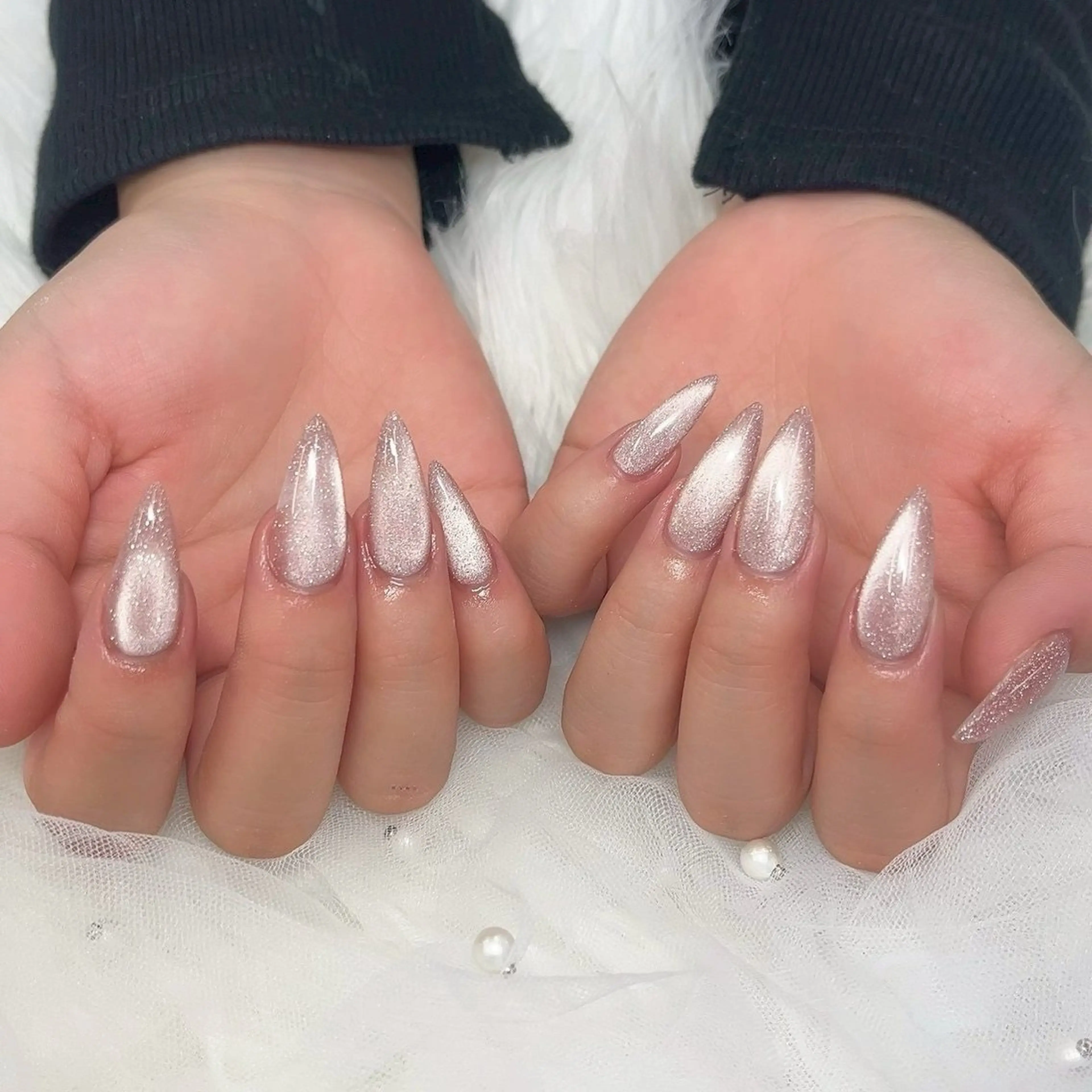 ネイル ジェルネイル ガーリー 韓国ネイル ロングネイル パラジェル ハンドネイル あ みのネイルデザイン