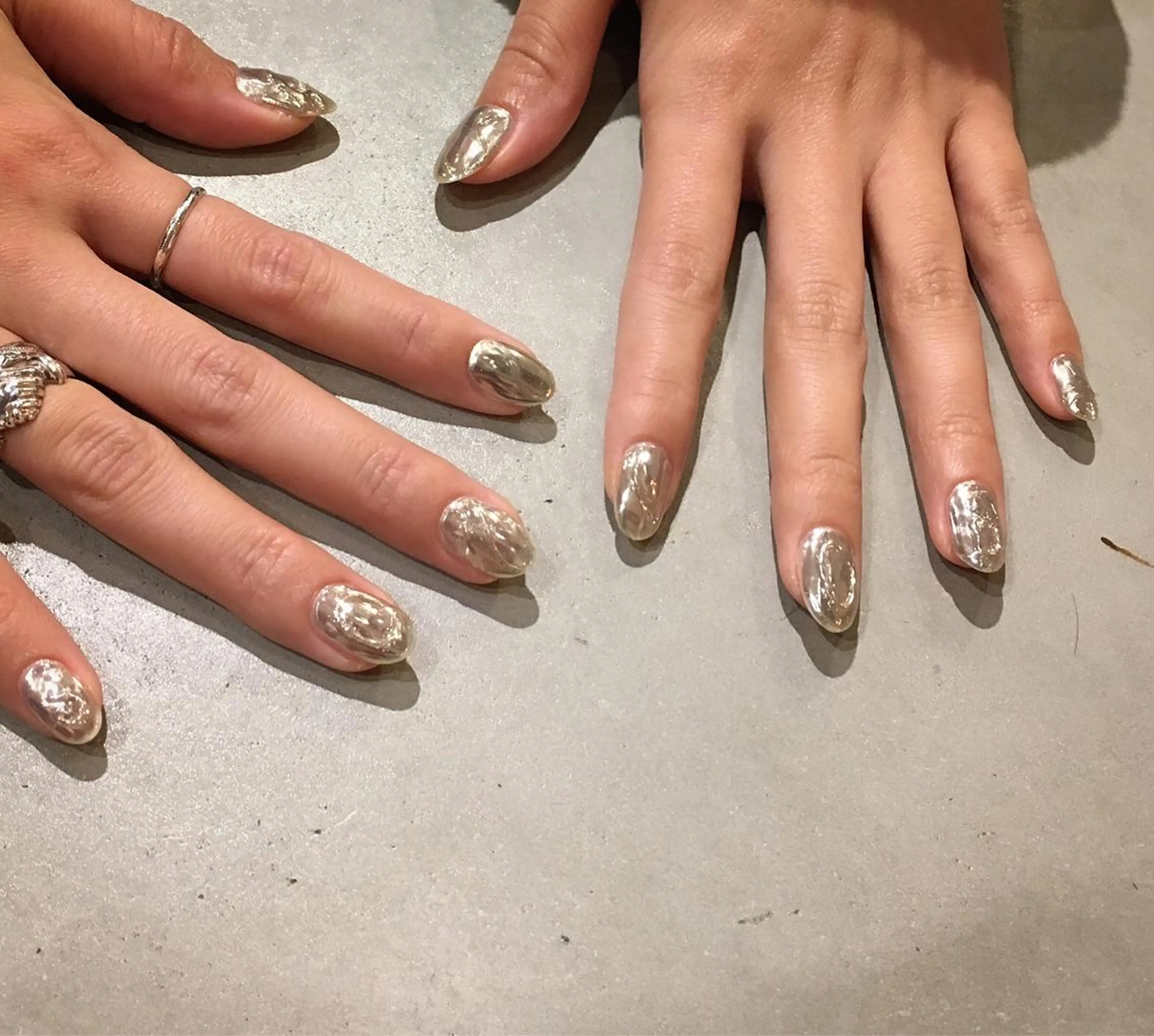 ネイル アートネイル 長さ出し ジェルネイル マットネイル ミラーネイル ハンドネイル nail salon Soeurのネイルデザイン