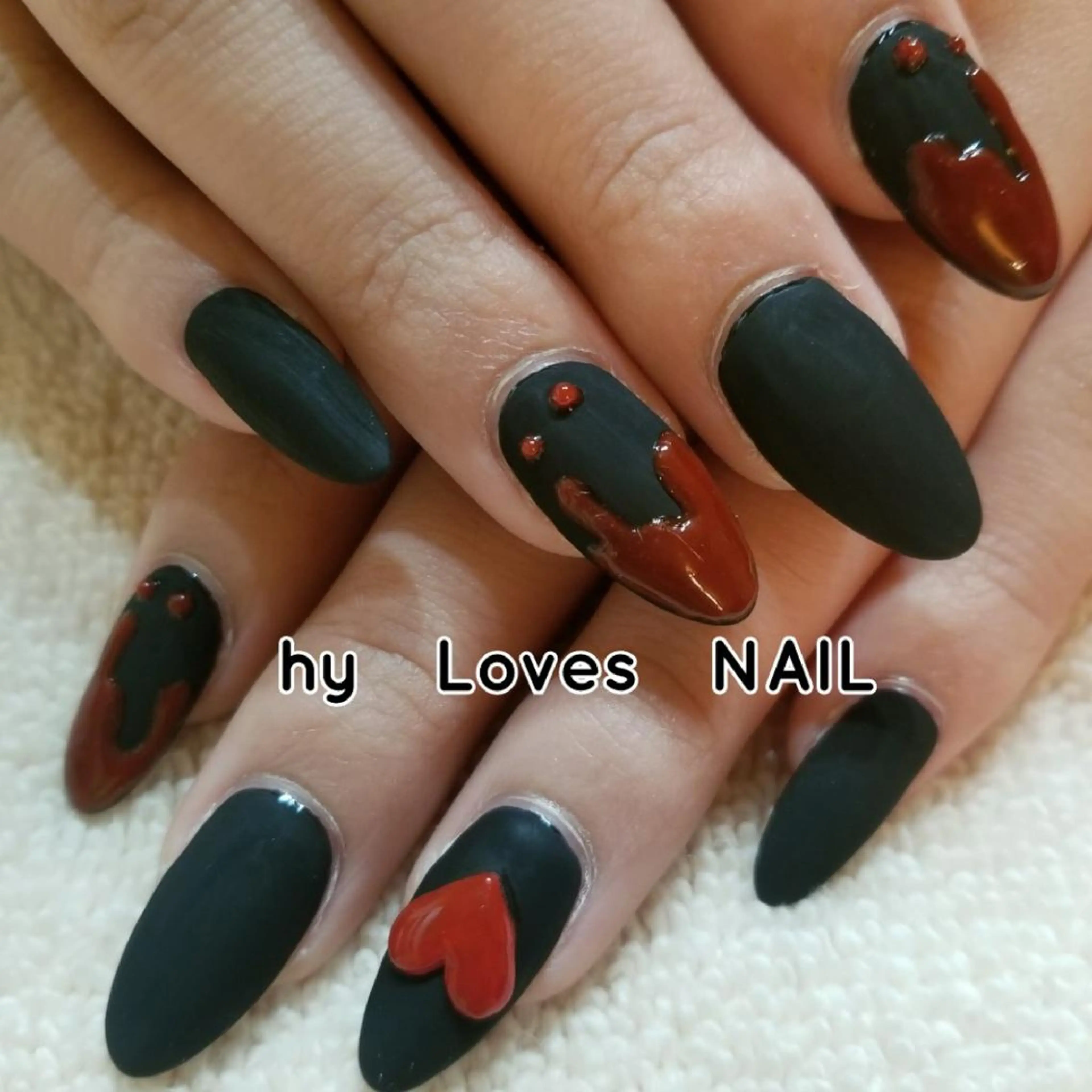 ネイル マットネイル 赤色 ハンドネイル よしだ ひろきのネイルデザイン