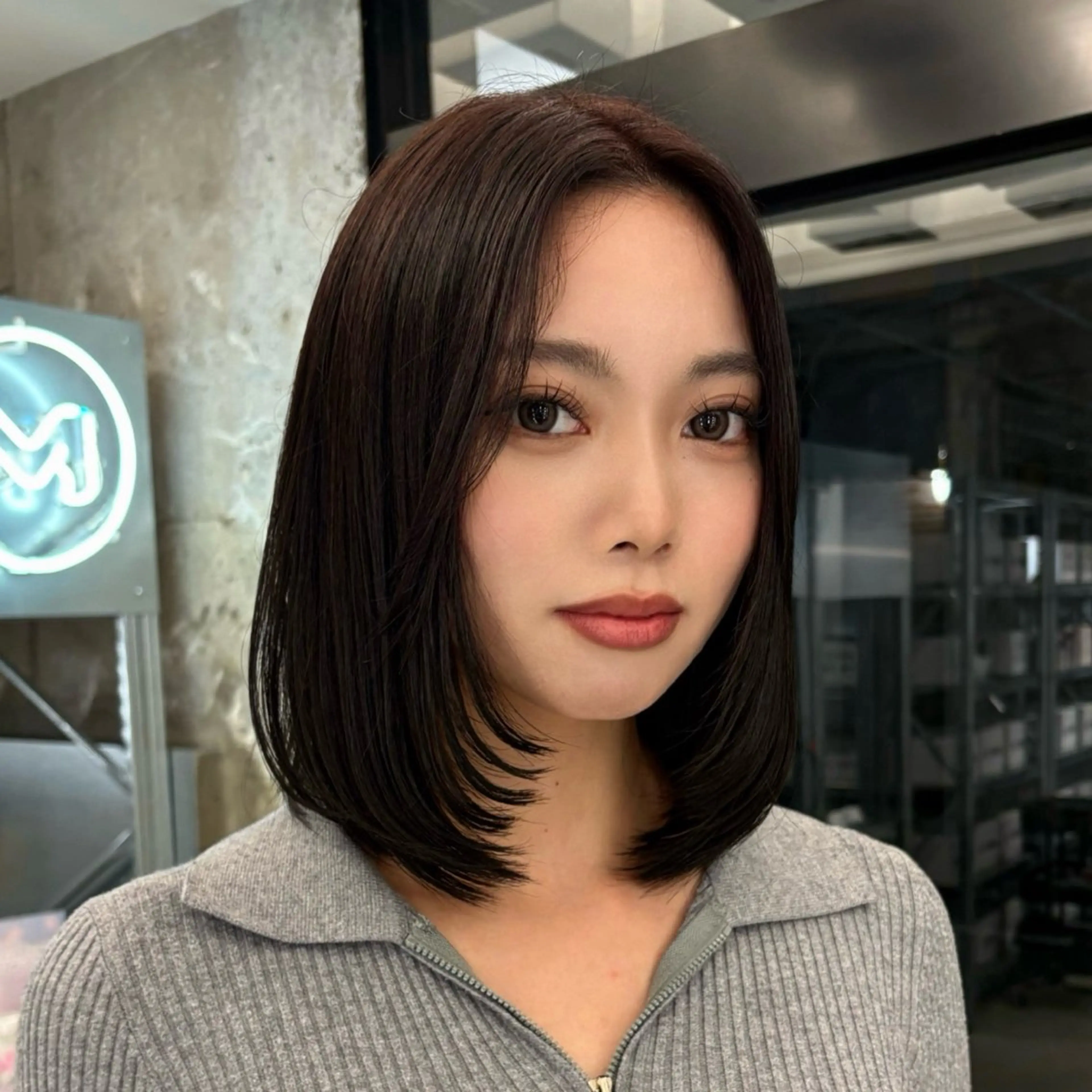 ミディアム カラー カット ヘアカラー トリートメント ✨縮毛矯正/ボブ✨ 佐藤 さくらのヘアスタイル