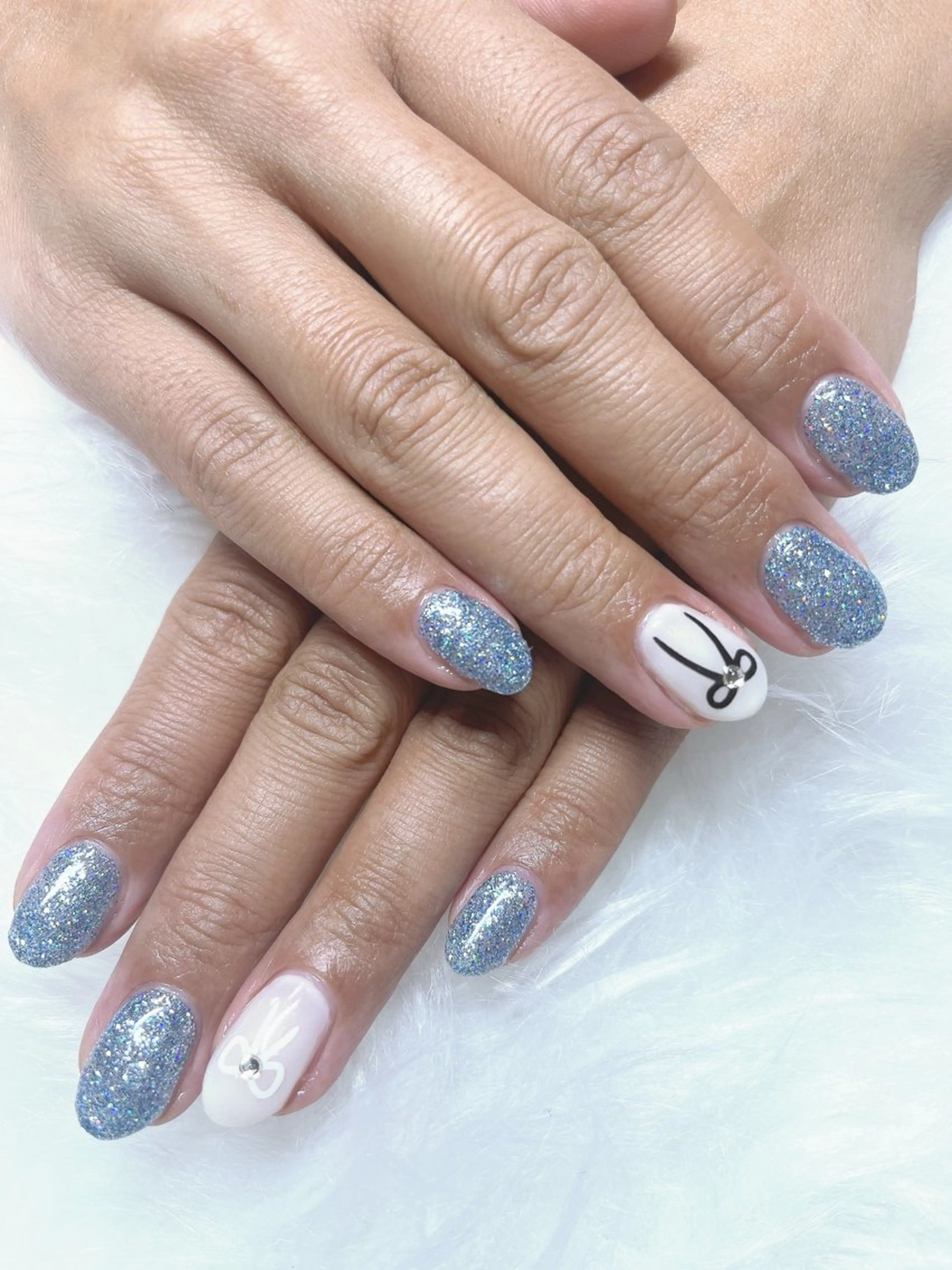 ネイル ラメ(グリッター) リボン かわむら りょうこのネイルデザイン