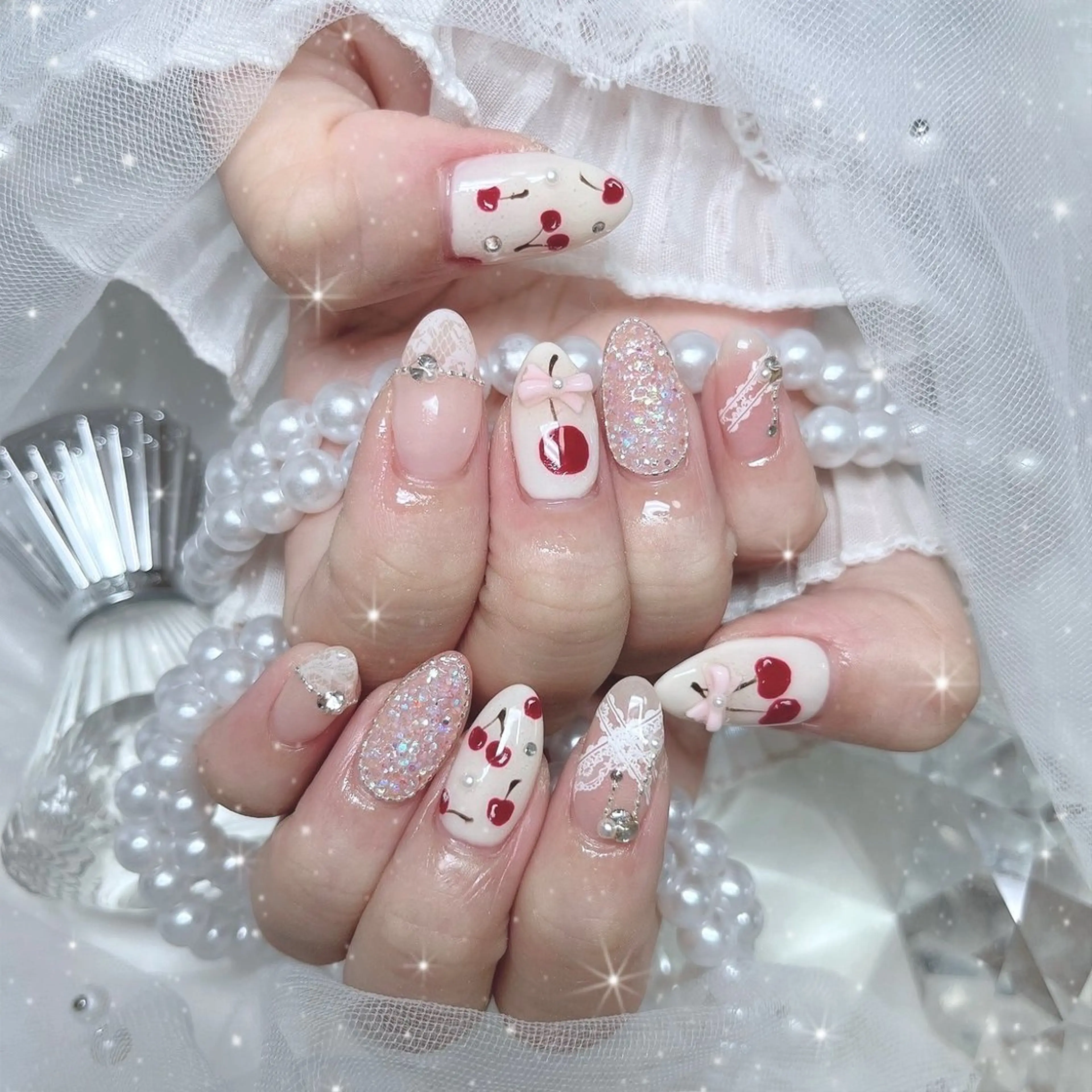 ネイル レース 春ネイル ハンドネイル Marin nailのネイルデザイン