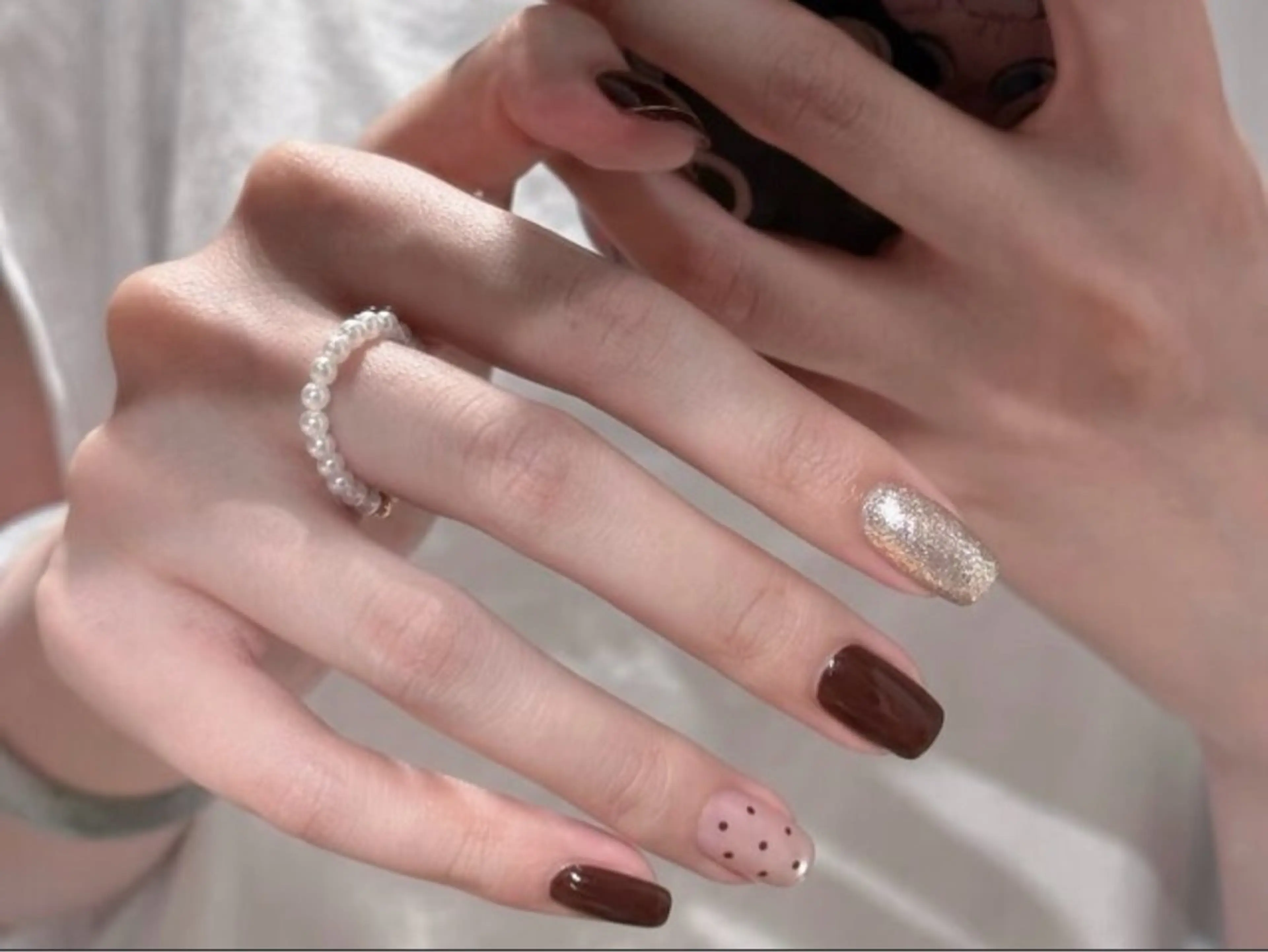 二種ジェル➕ドットアート🟠シンプルデザインの写真