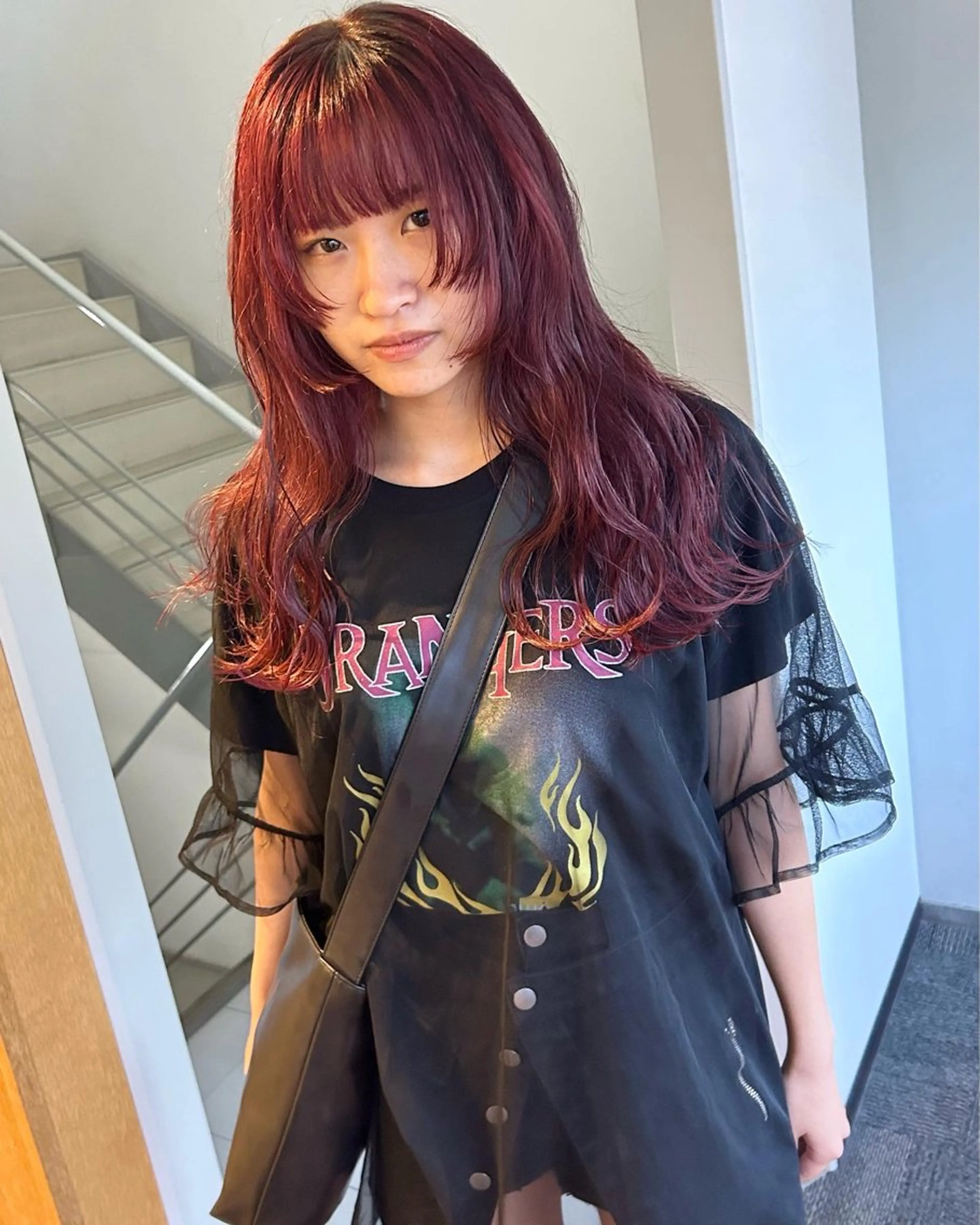 ロング カラー パーマ ヘアアレンジ 髪と音処　マトぺ所属・デザインカラー/ボブ ブリーチカラー/ユリのヘアスタイル