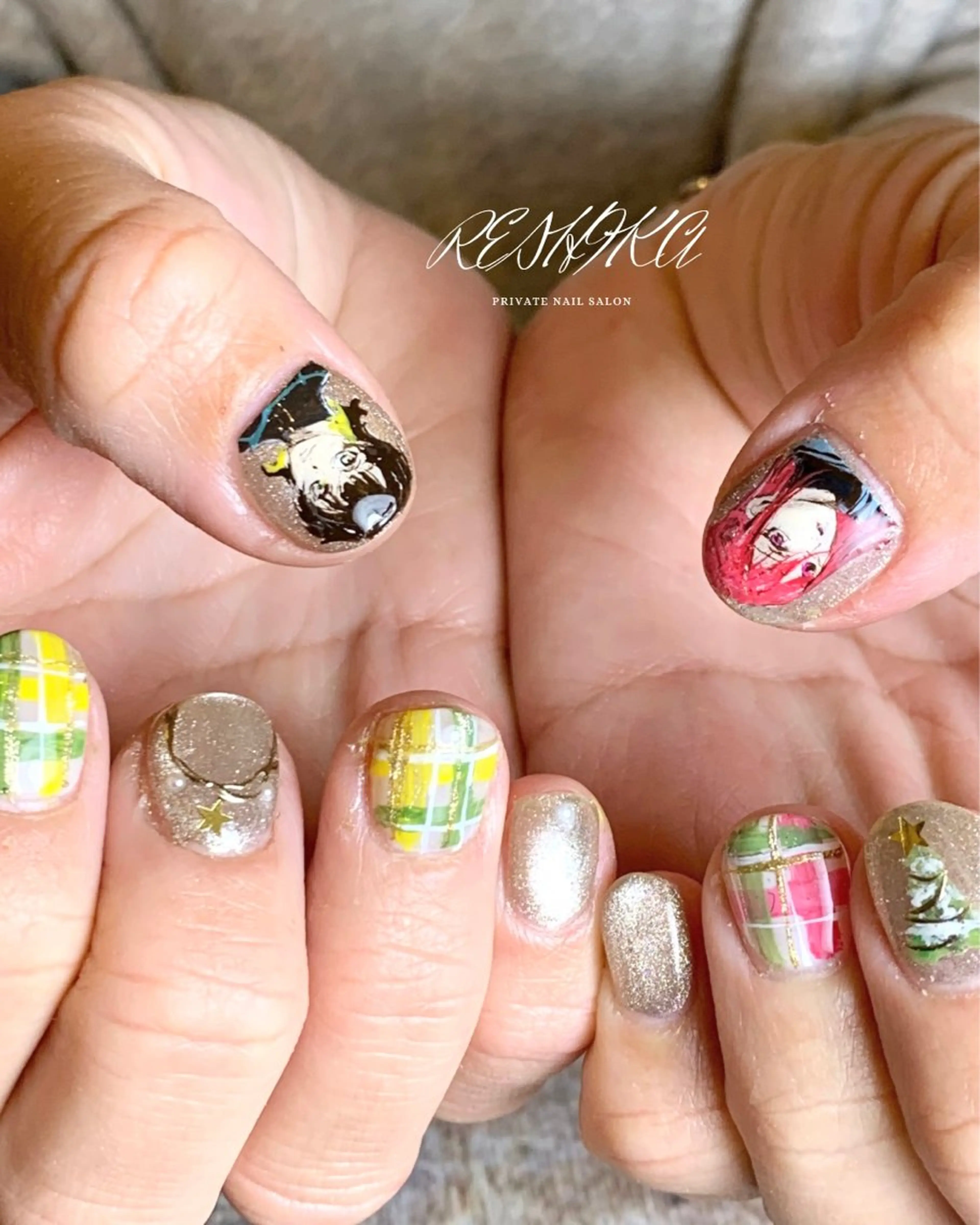 ネイル アートネイル ゴールド マグネットネイル 持ち込み 冬ネイル m mのネイルデザイン