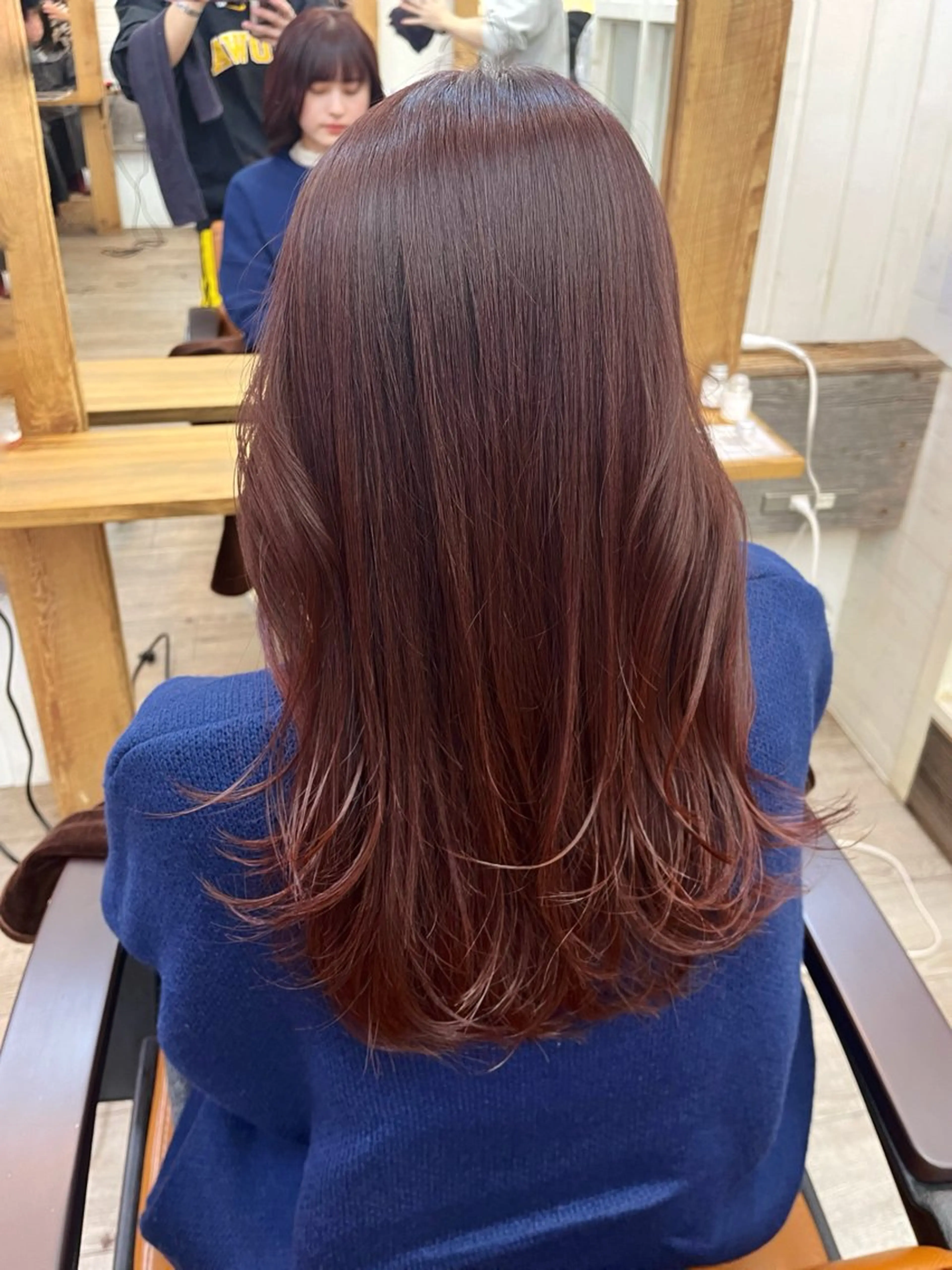 セミロング カラー パーマ ヘアアレンジ レッドカラー 二ヶ月綺麗なデザイン カット/星野六三四のヘアスタイル