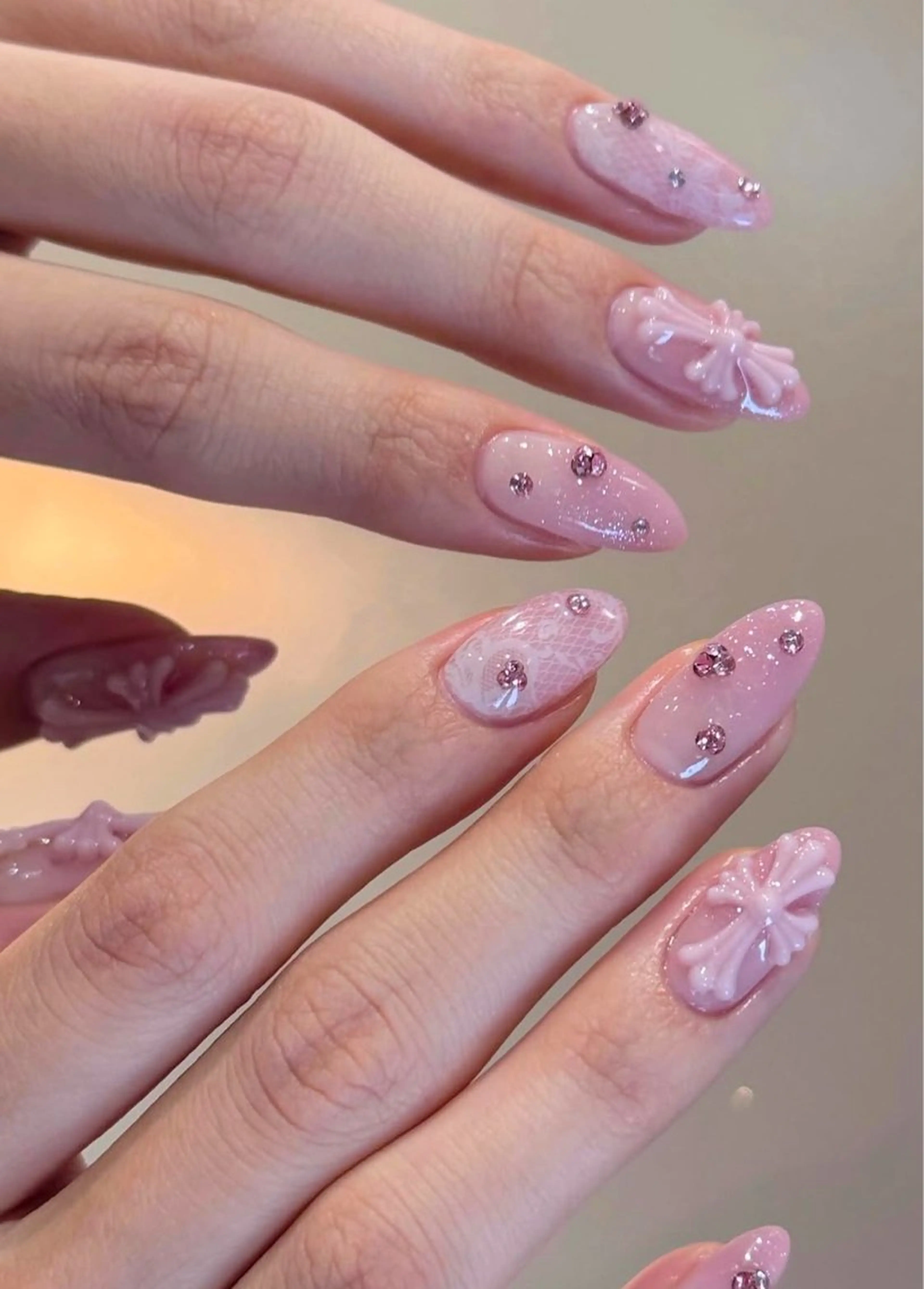 ネイル アートネイル オーロラネイル チークネイル フレンチネイル ガラスフレンチ ハンドネイル 🎀🎀YooLi Nail Salonのネイルデザイン