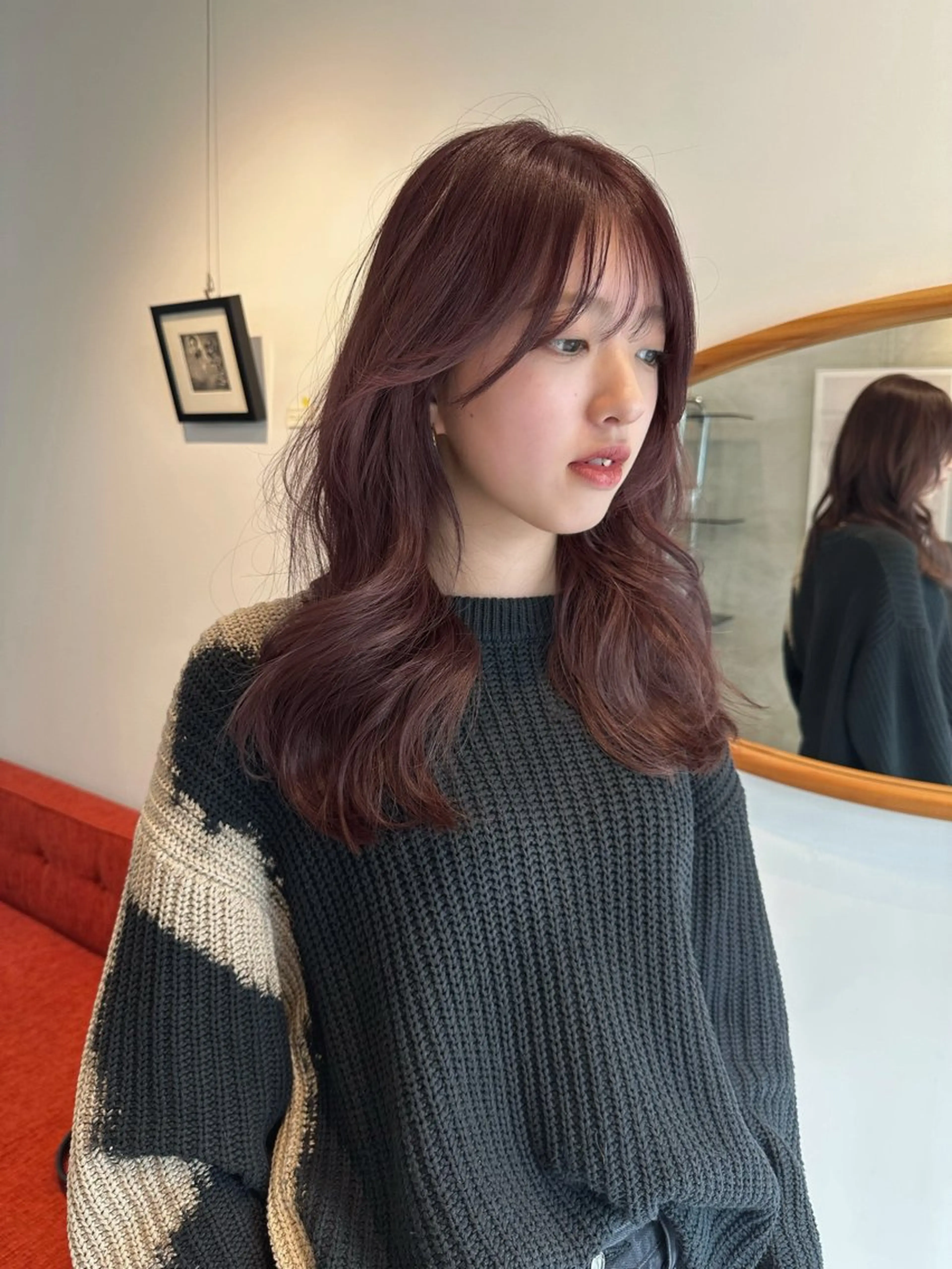 ロング カラー ボルドーカラー honoka ikegamiのヘアスタイル