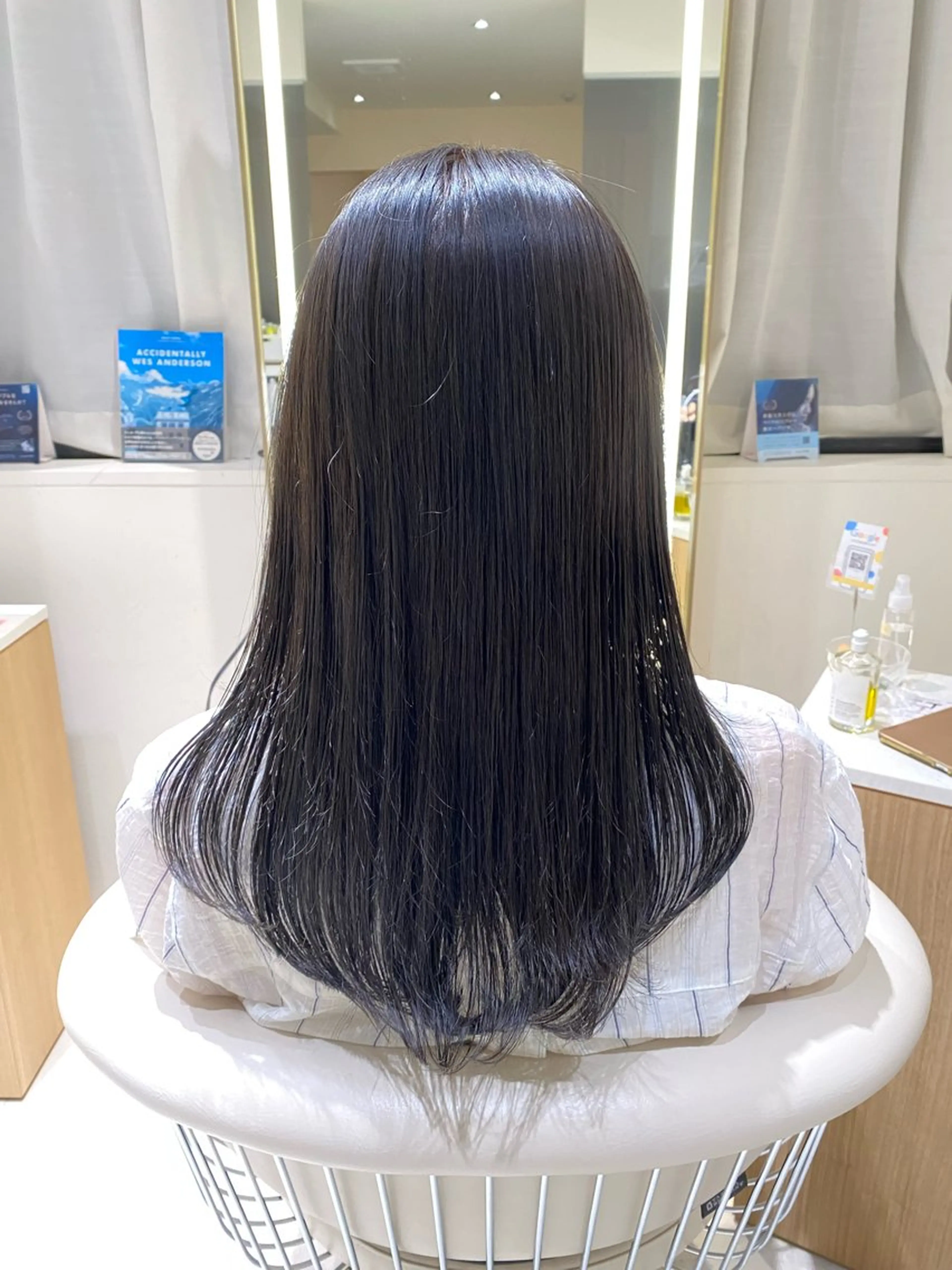 セミロング カラー 黒髪 ブルーカラー ブルーブラック 透明感カラー 🫧ナギサ/本厚木/ ボブ/ミディアム🫧のヘアスタイル