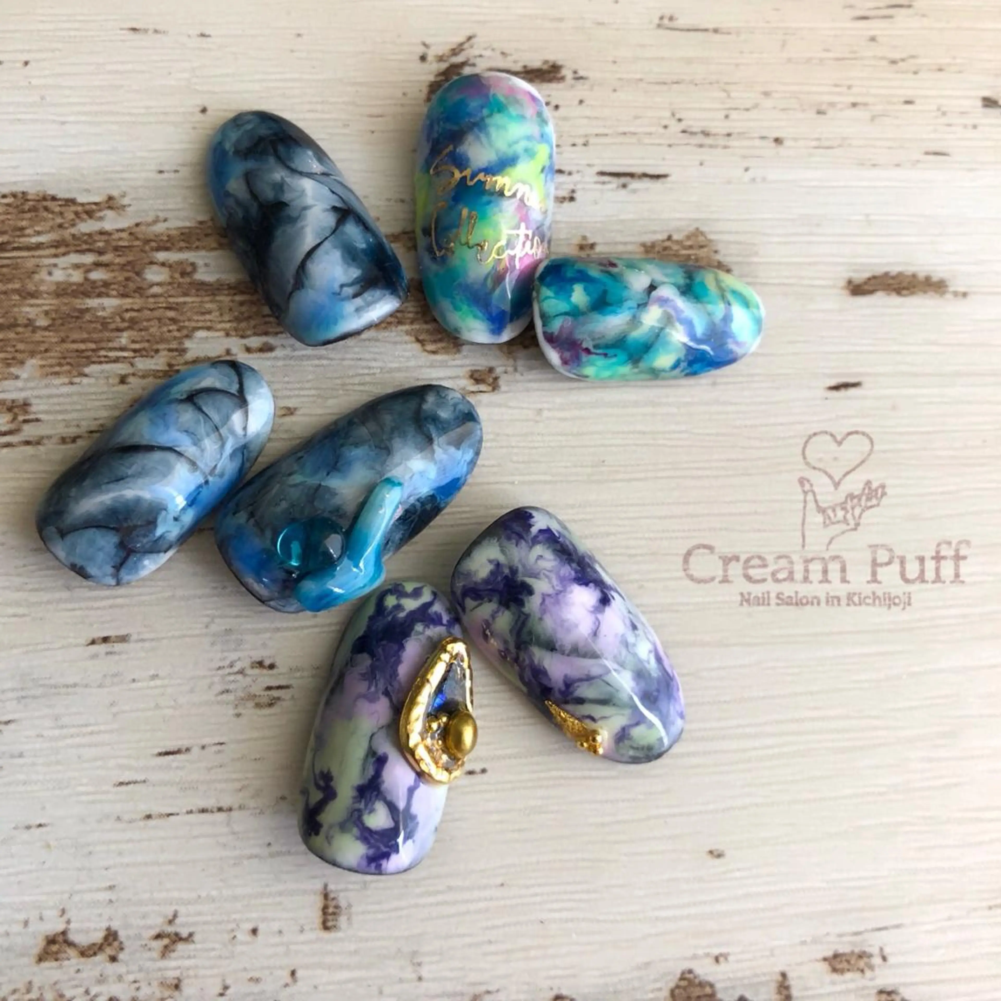 ネイル 大理石ネイル(マーブル) HAMANO MIKAのネイルデザイン