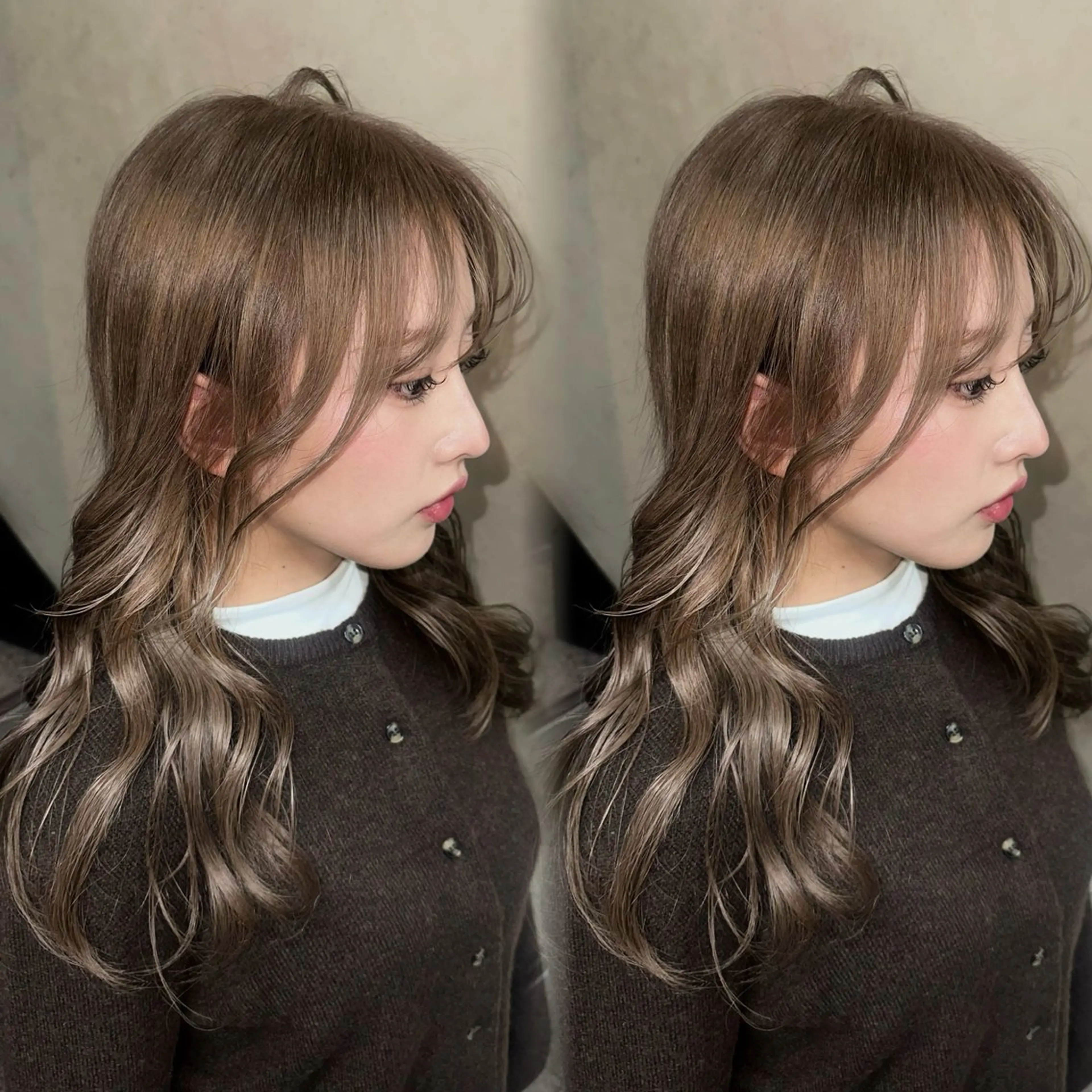 ロング カラー グレージュ ヘアカラー ainya/心斎橋 /ハイトーン/カラーのヘアスタイル