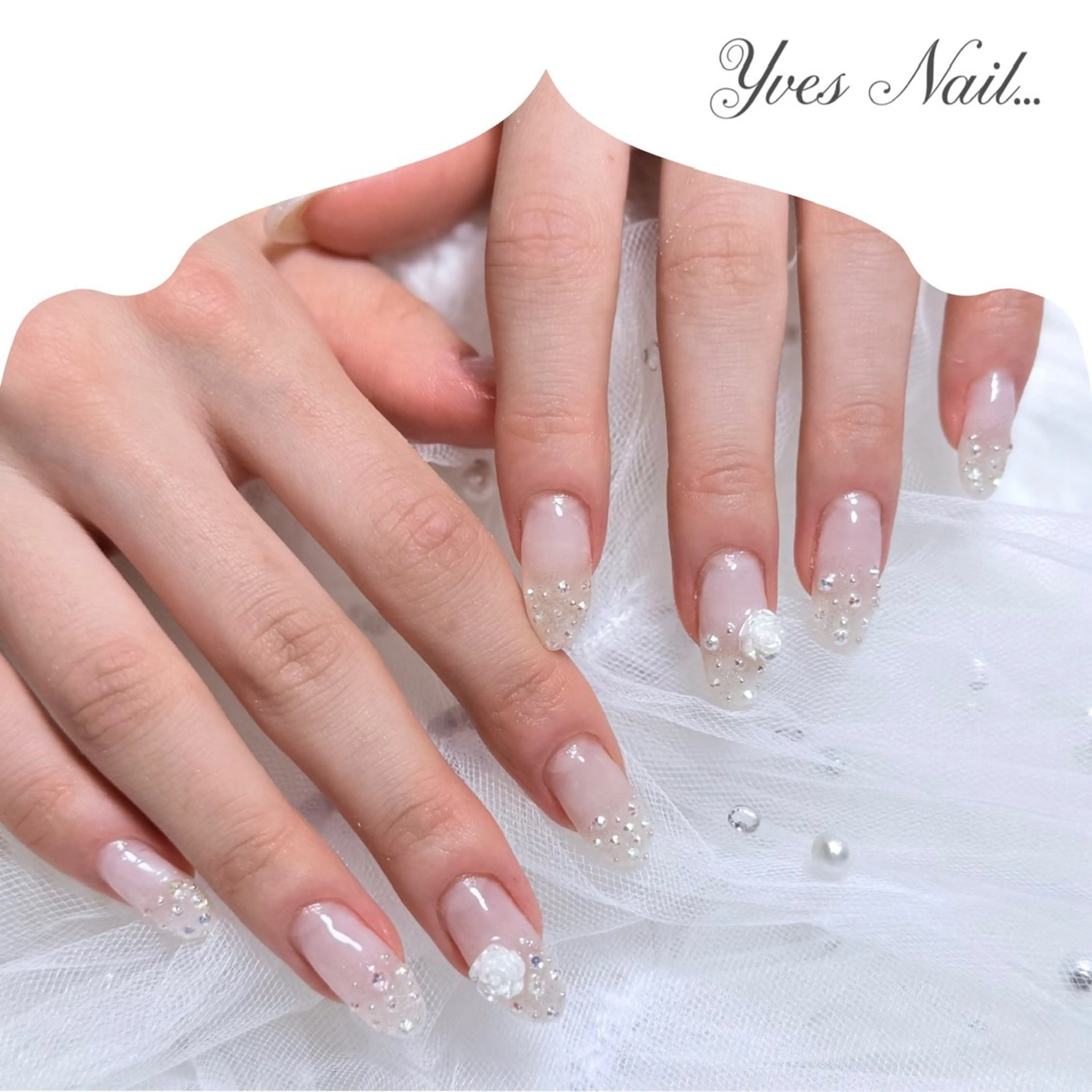 ネイル クリアネイル ブライダルネイル ホワイト ハンドネイル kanno yのネイルデザイン