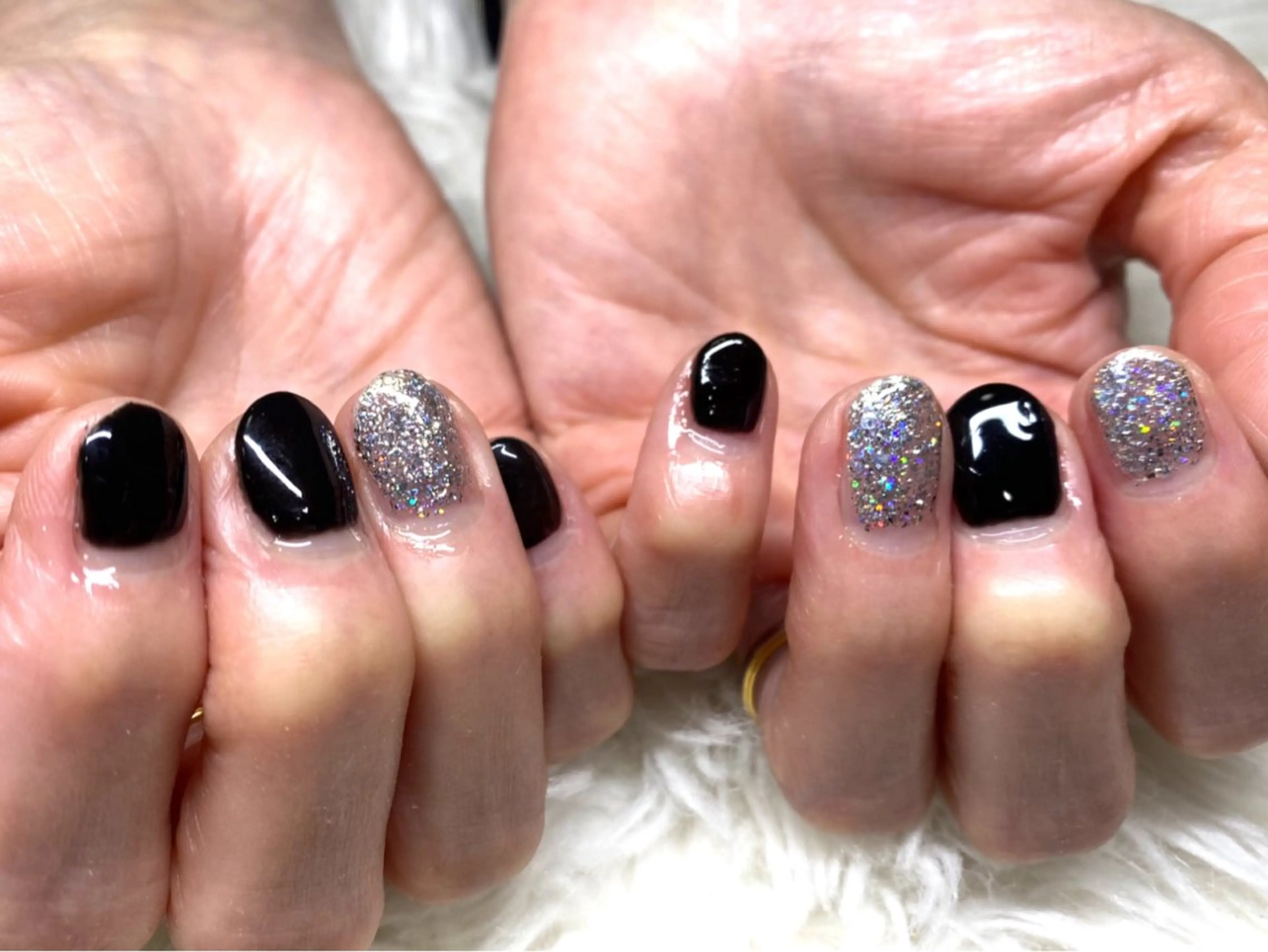 ネイル ラメ(グリッター) シルバー ハンドネイル ViMORE あやのネイルデザイン