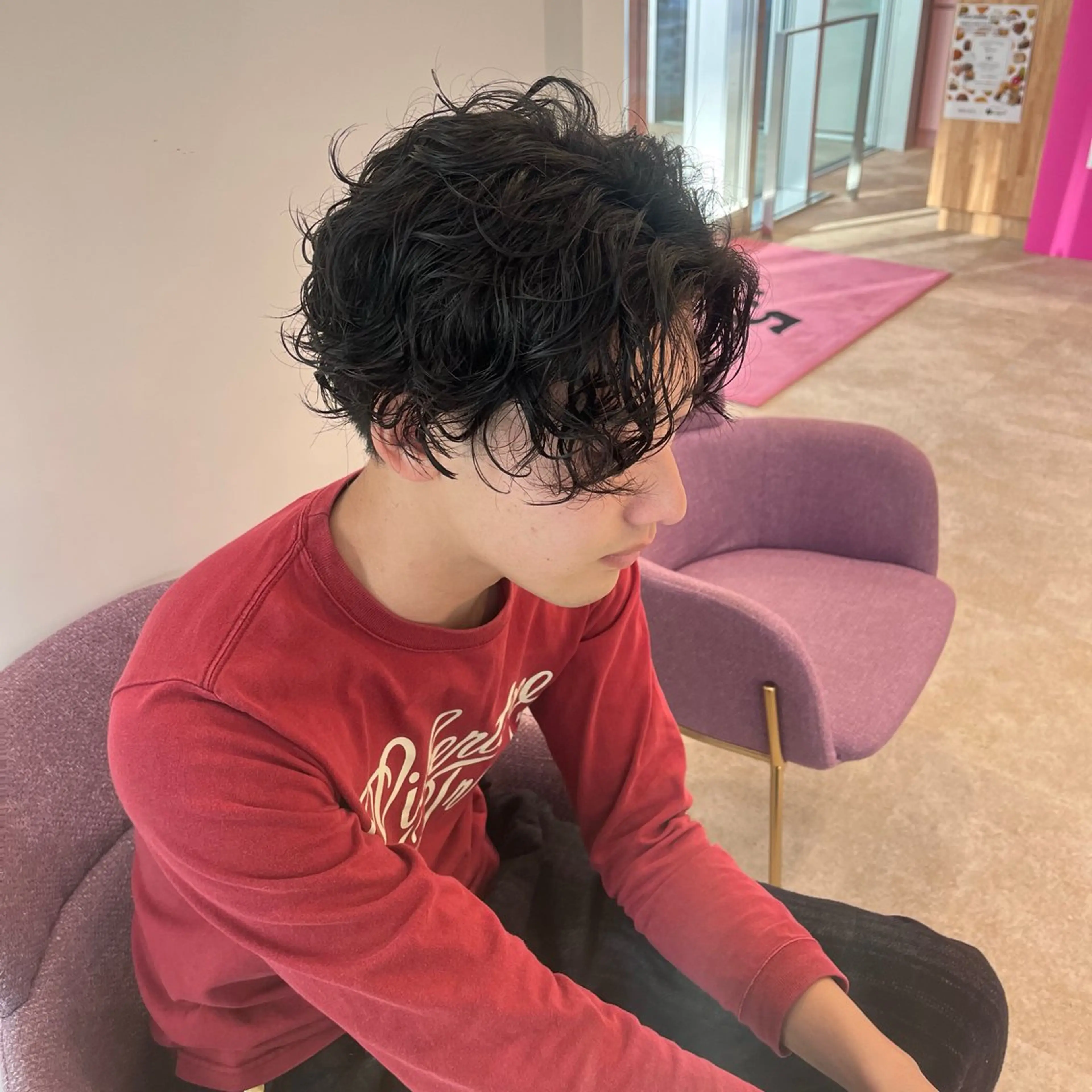 ショート パーマ メンズ 望愛/レイヤー/ハイ トーン/デザインのヘアスタイル