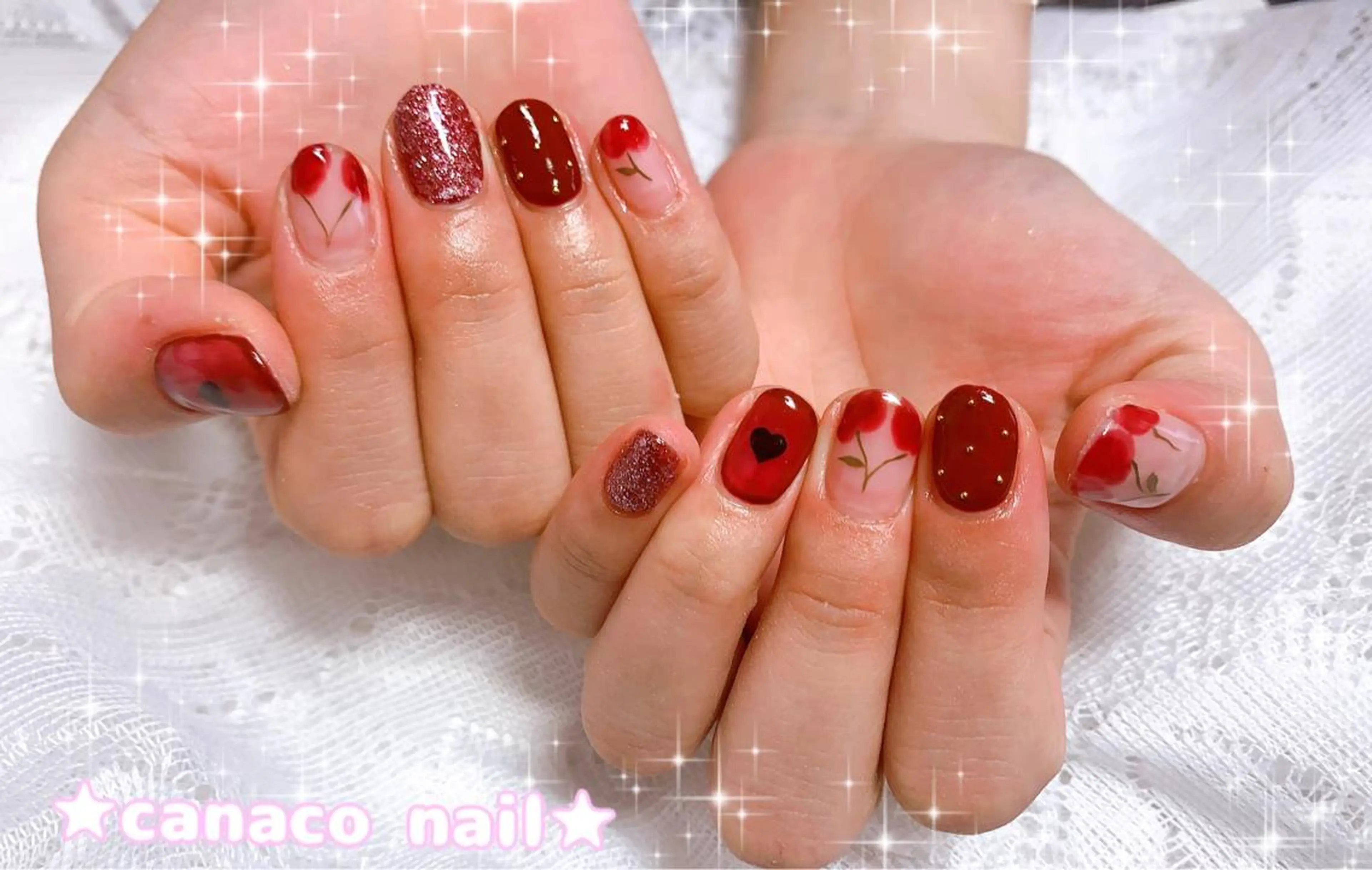 ネイル アートネイル ボルドー フレンチネイル ジェルネイル パラジェル ハンドネイル ハンドケア ベテランネイル cnc  nailのネイルデザイン