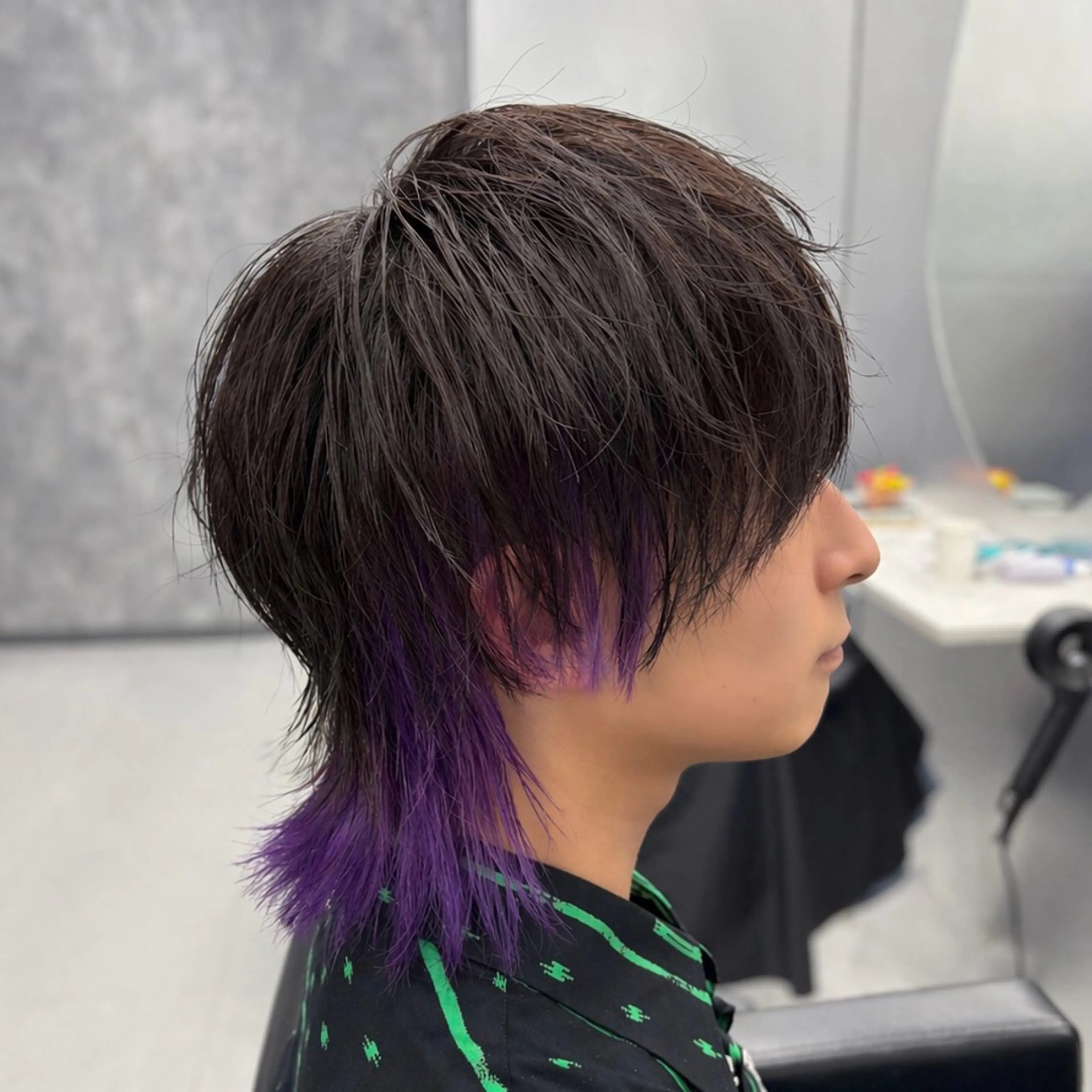 ミディアム カラー メンズ カット ヘアカラー トリートメント ʜᴀʀᴜᴋᴀ♱メンズ ウルフ/ブリーチのヘアスタイル