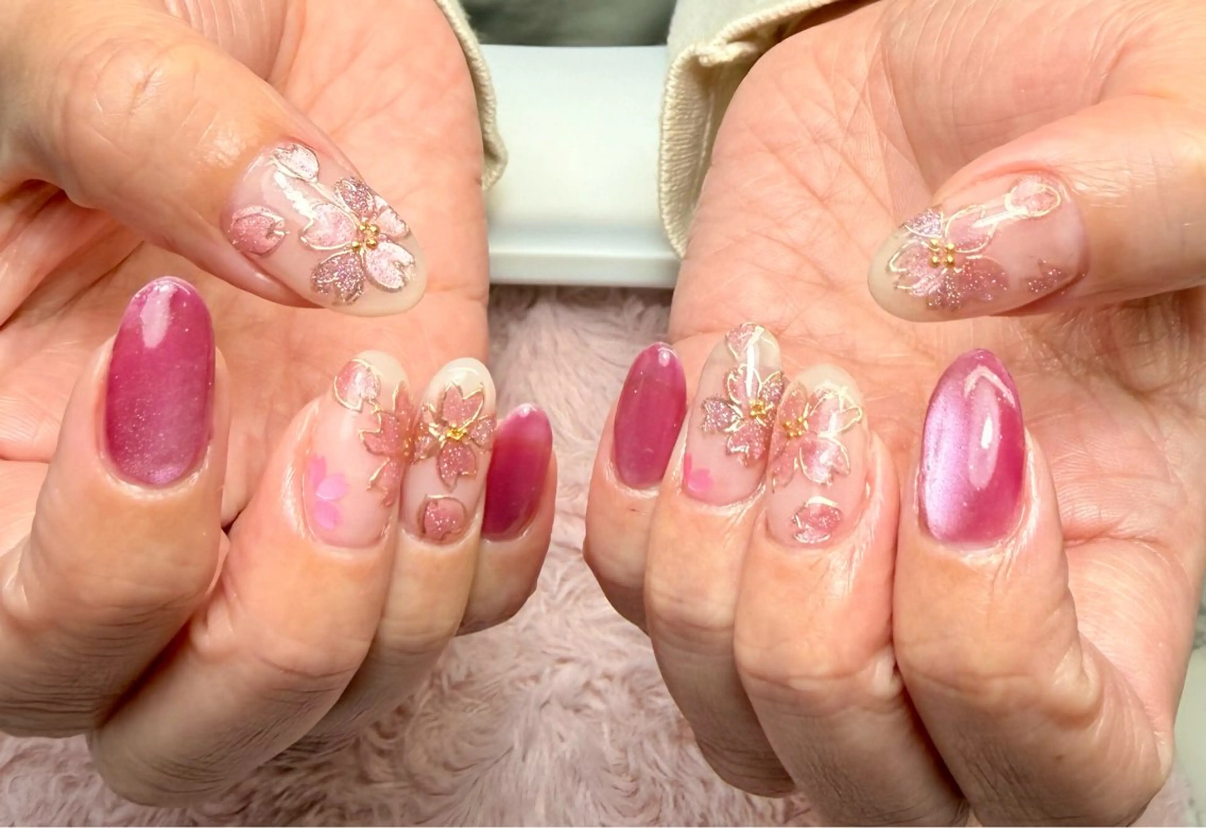 ネイル アートネイル チークネイル フラッシュネイル フラッシュマグ フレンチネイル M.N_ nailのネイルデザイン